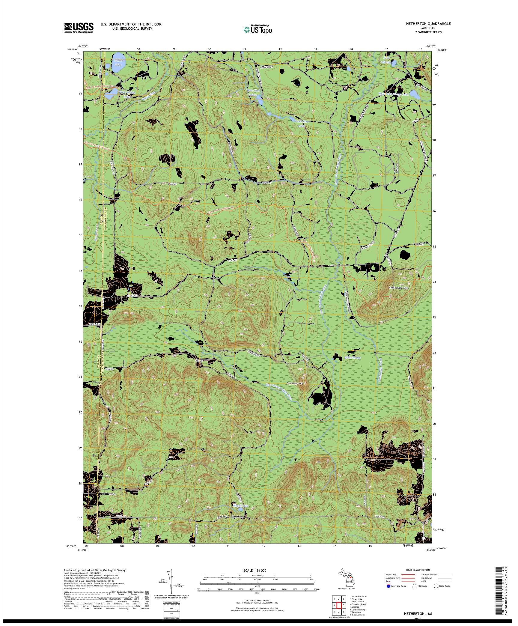 US TOPO 7.5-MINUTE MAP FOR HETHERTON, MI