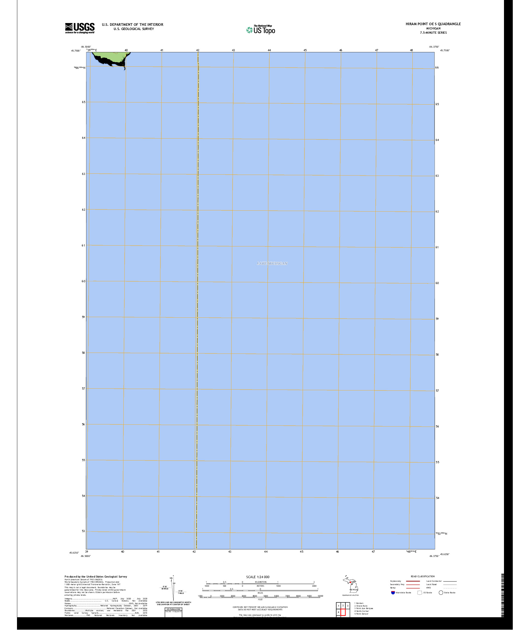 US TOPO 7.5-MINUTE MAP FOR HIRAM POINT OE S, MI