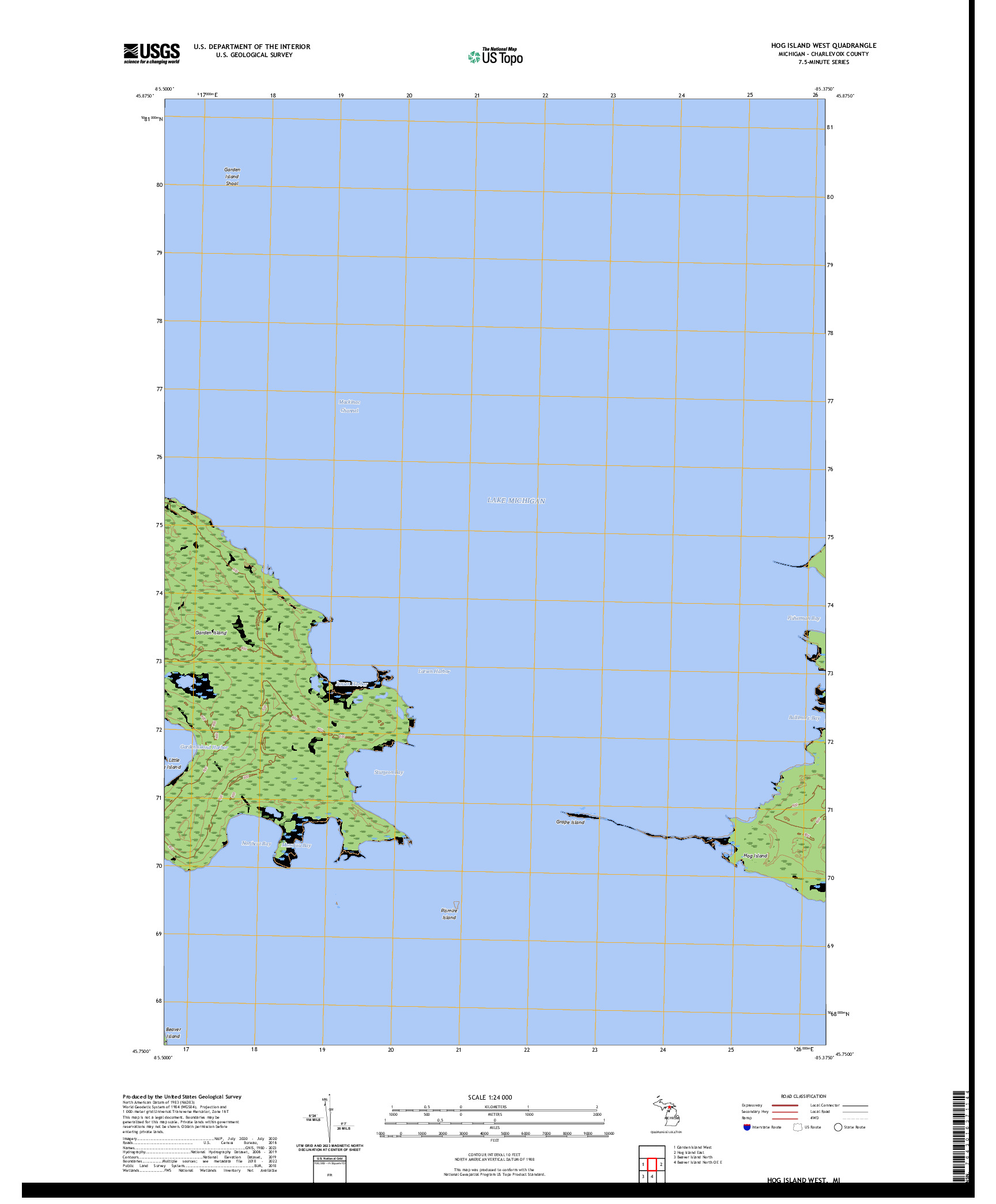 US TOPO 7.5-MINUTE MAP FOR HOG ISLAND WEST, MI