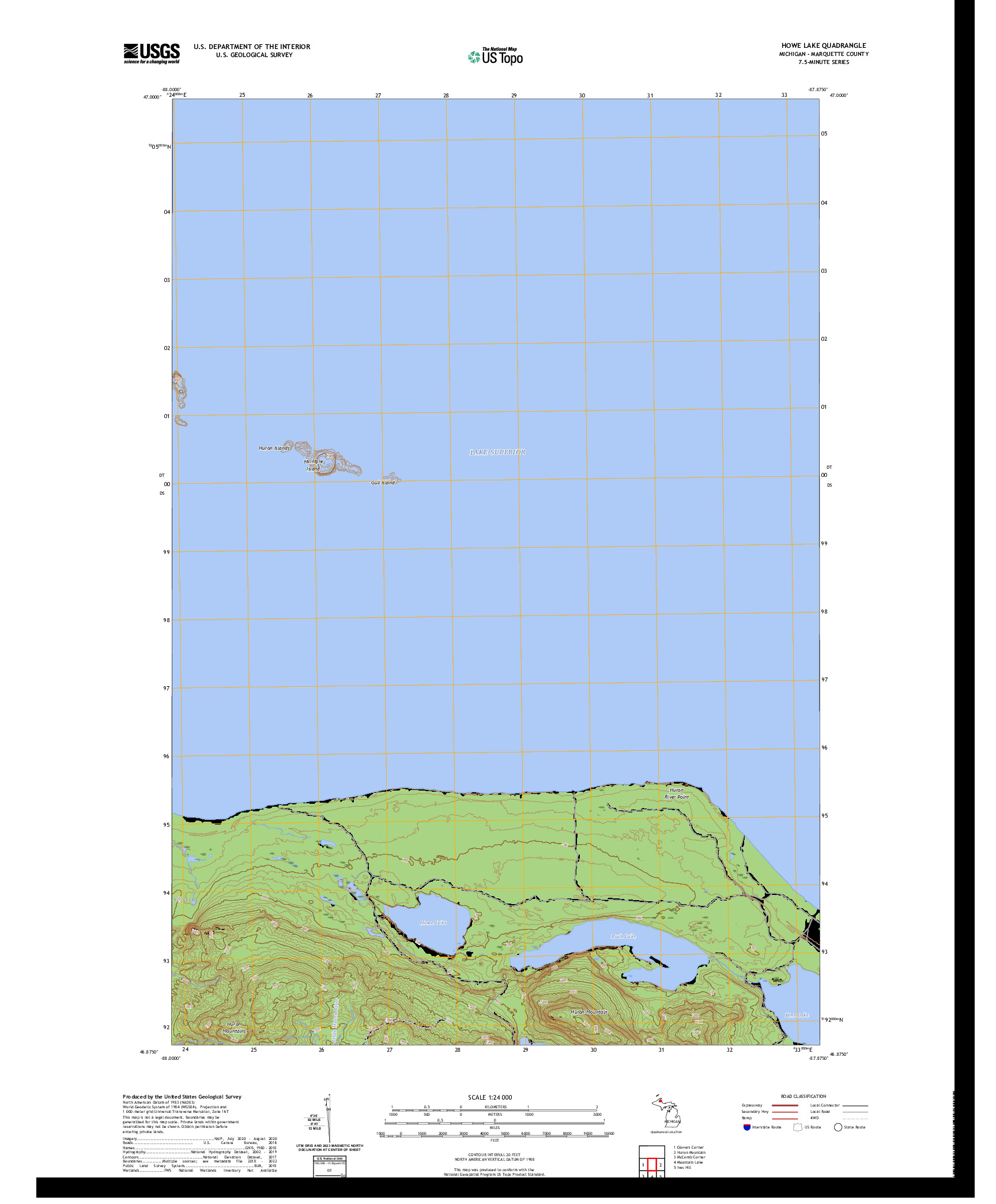 US TOPO 7.5-MINUTE MAP FOR HOWE LAKE, MI