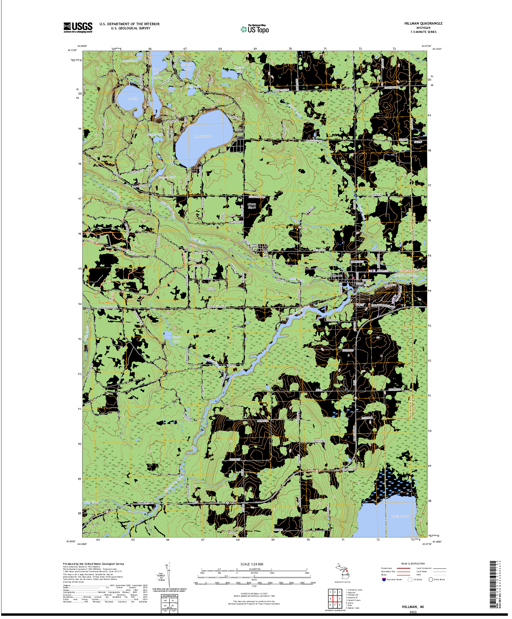 US TOPO 7.5-MINUTE MAP FOR HILLMAN, MI