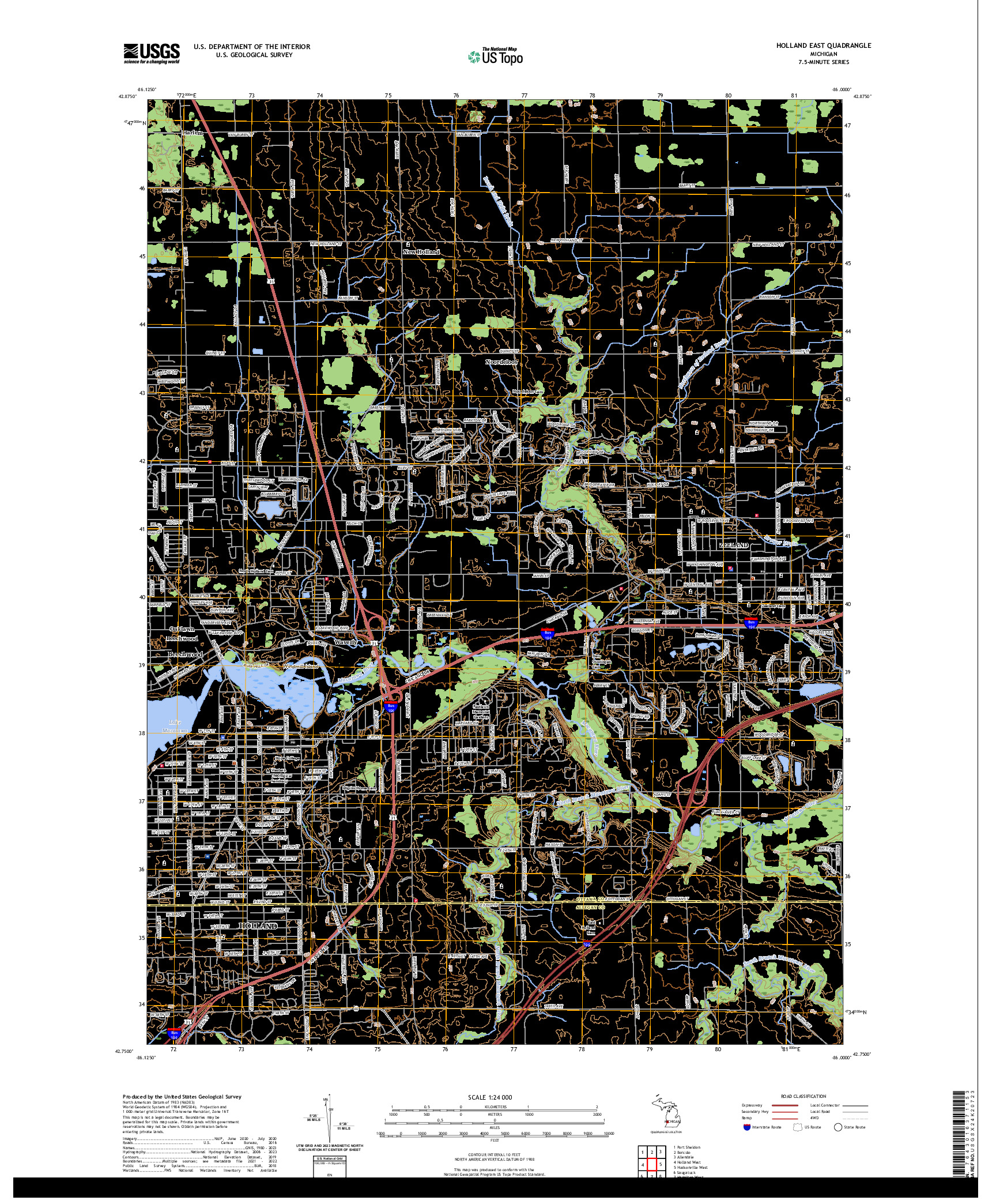 US TOPO 7.5-MINUTE MAP FOR HOLLAND EAST, MI