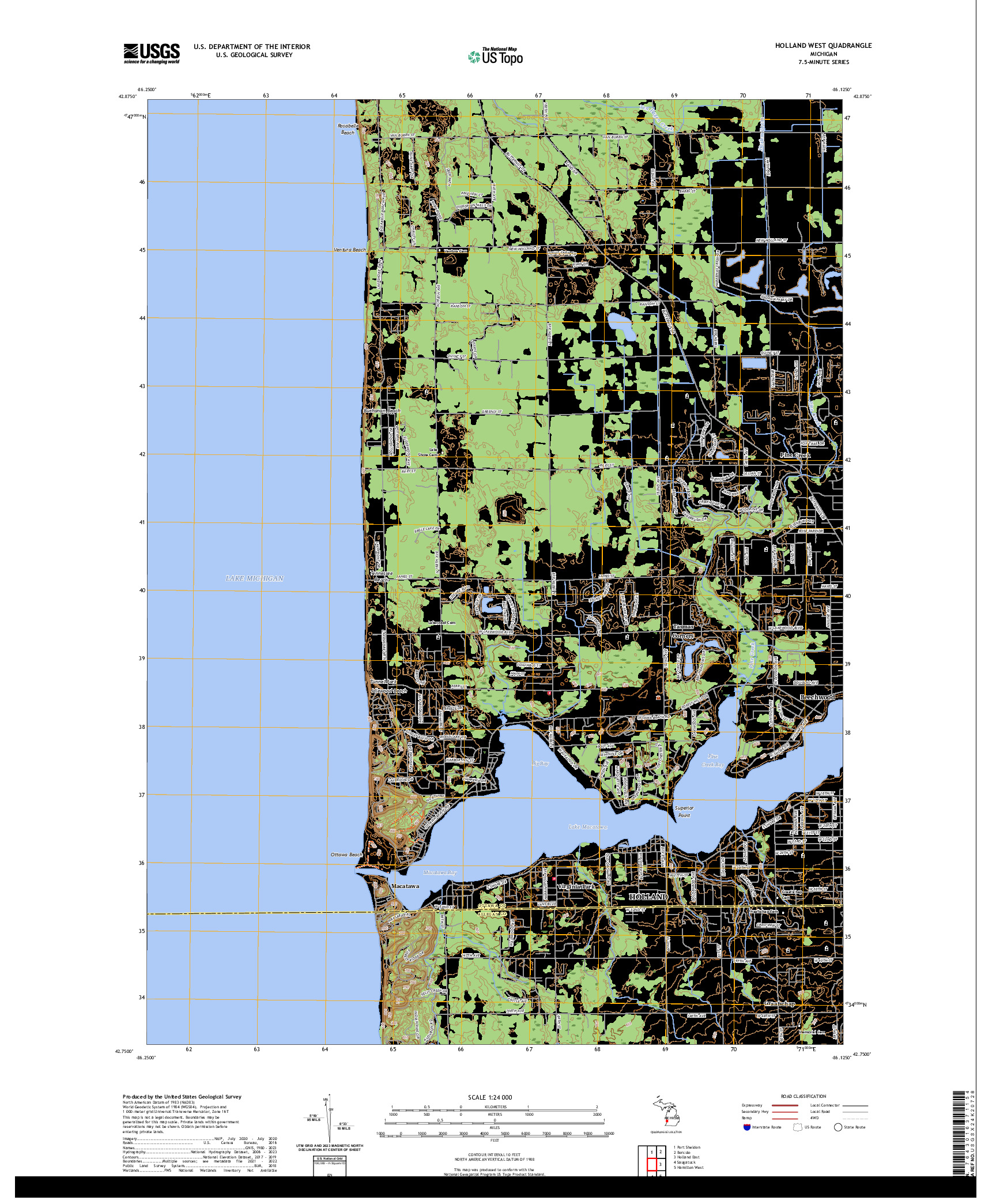 US TOPO 7.5-MINUTE MAP FOR HOLLAND WEST, MI