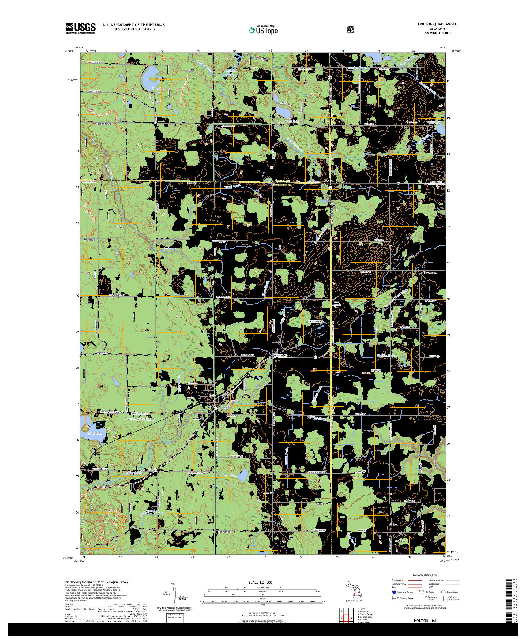 US TOPO 7.5-MINUTE MAP FOR HOLTON, MI