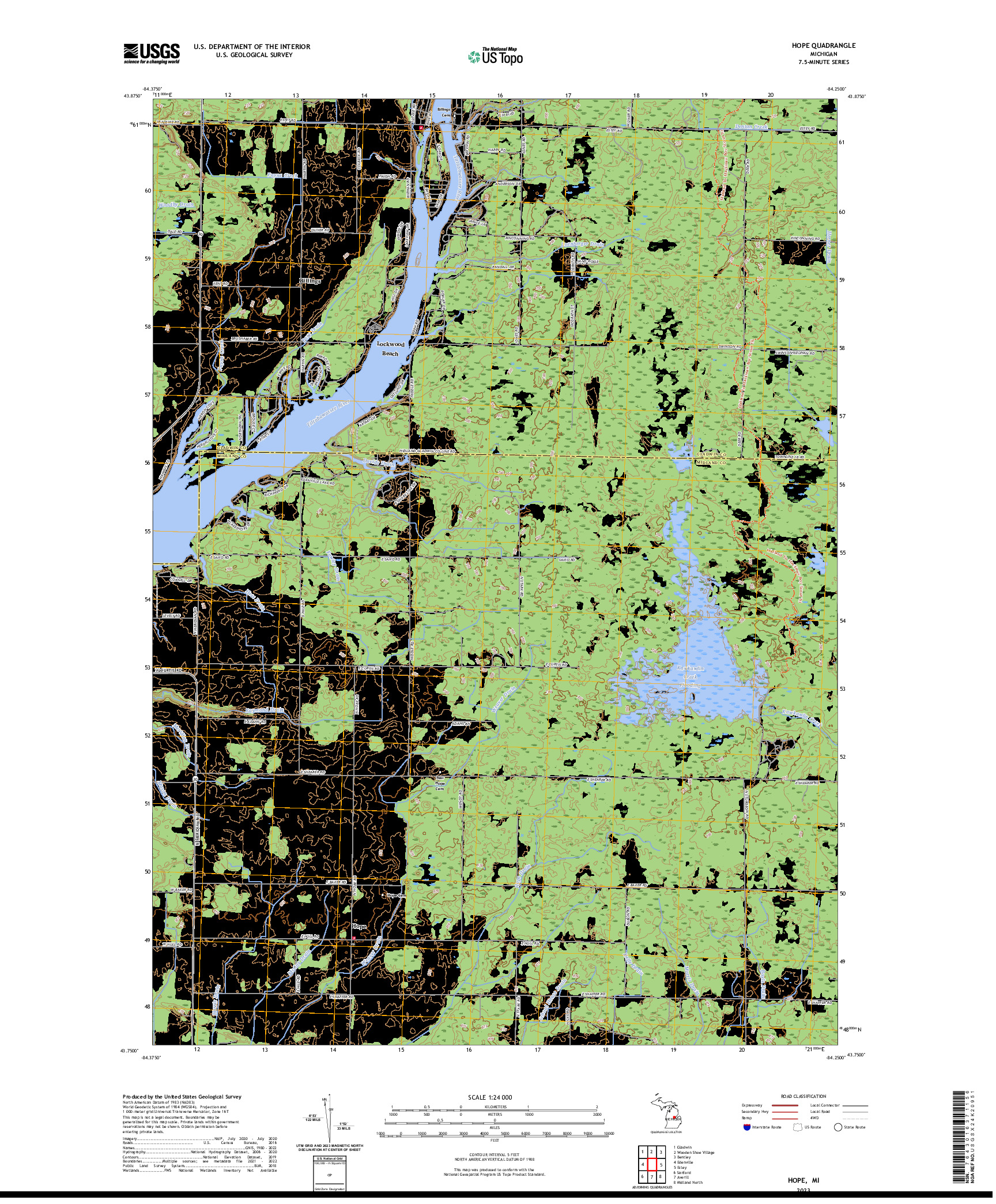 US TOPO 7.5-MINUTE MAP FOR HOPE, MI