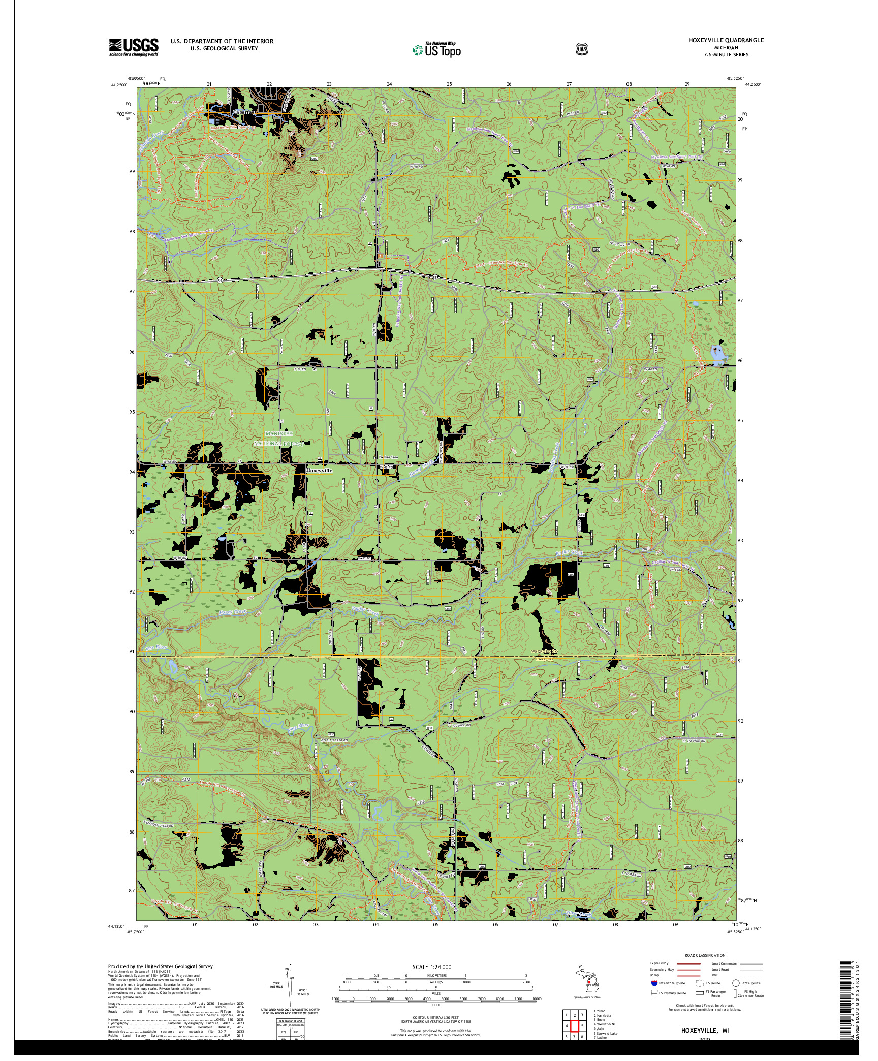 US TOPO 7.5-MINUTE MAP FOR HOXEYVILLE, MI