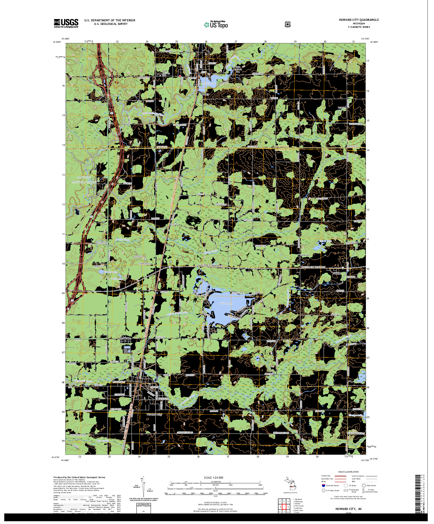 US TOPO 7.5-MINUTE MAP FOR HOWARD CITY, MI