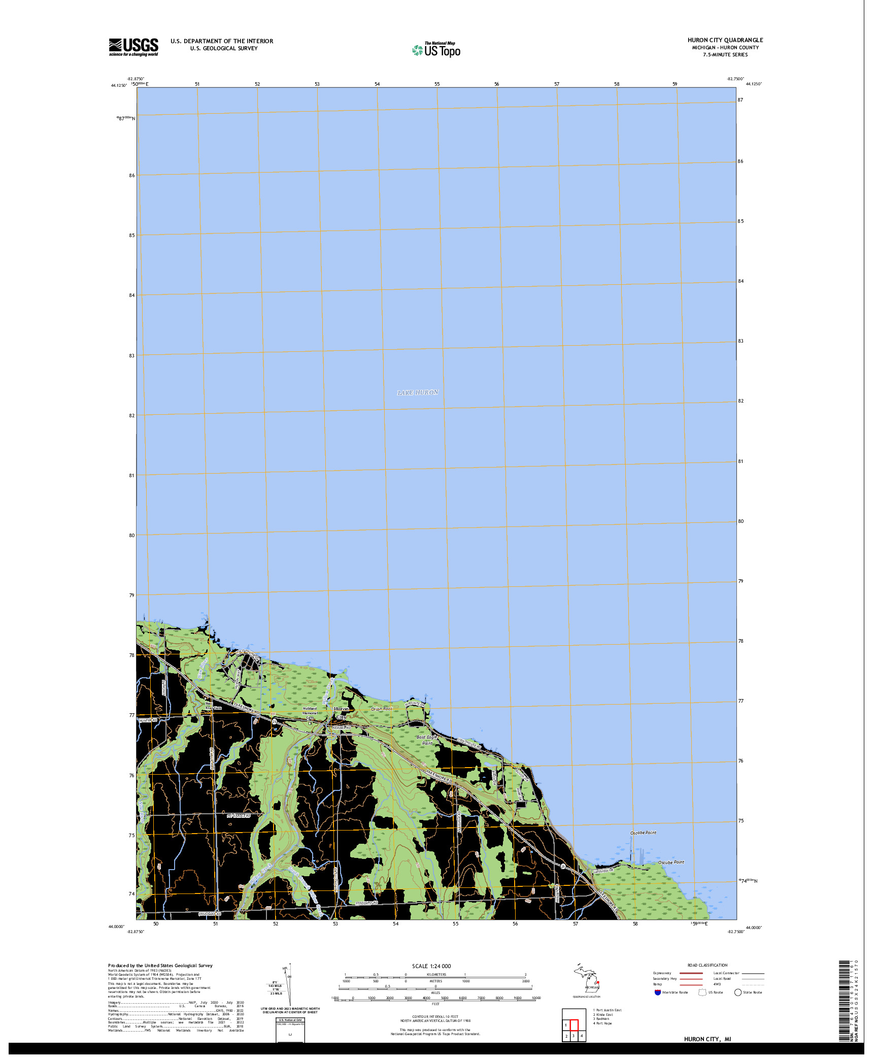 US TOPO 7.5-MINUTE MAP FOR HURON CITY, MI