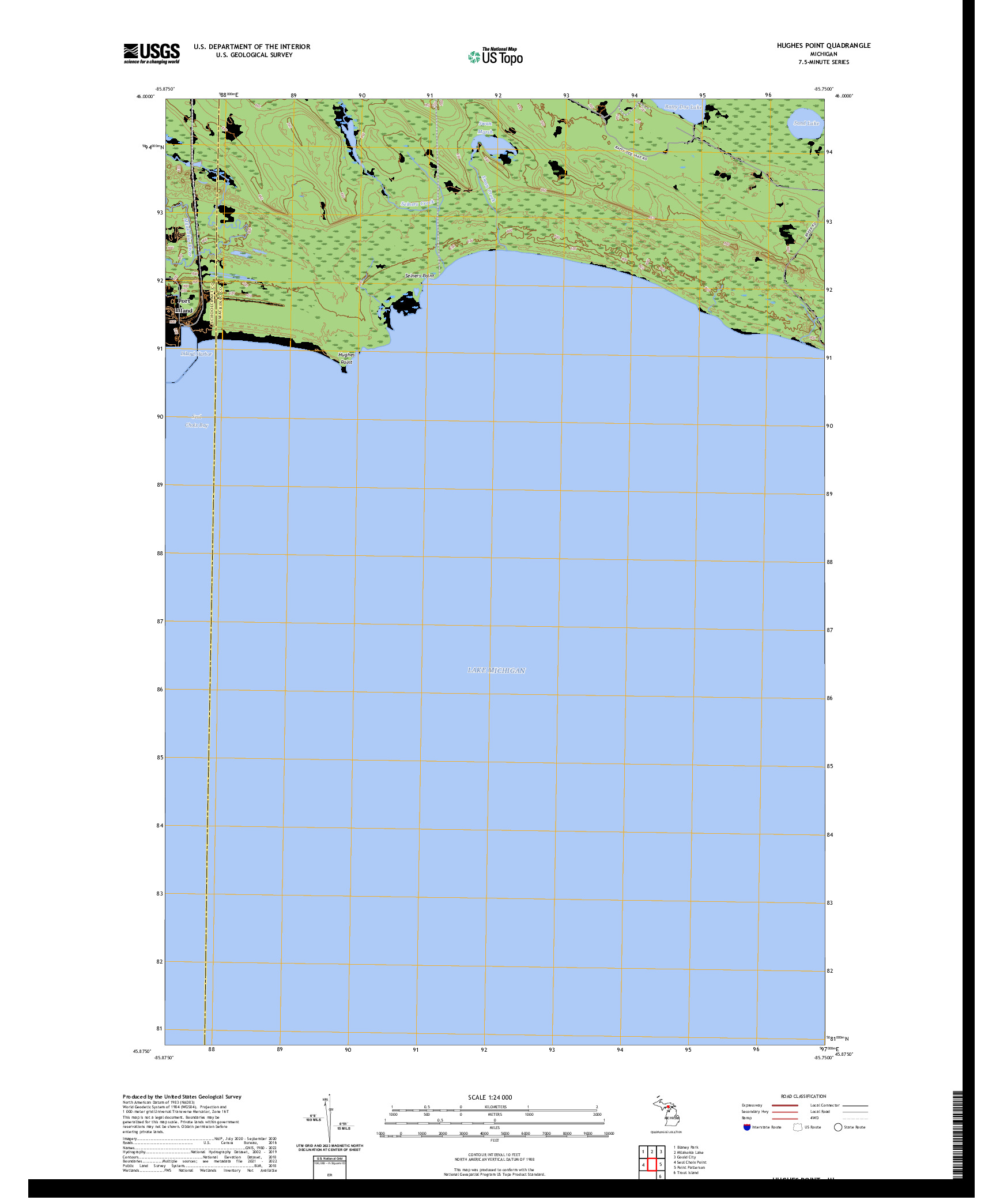 US TOPO 7.5-MINUTE MAP FOR HUGHES POINT, MI