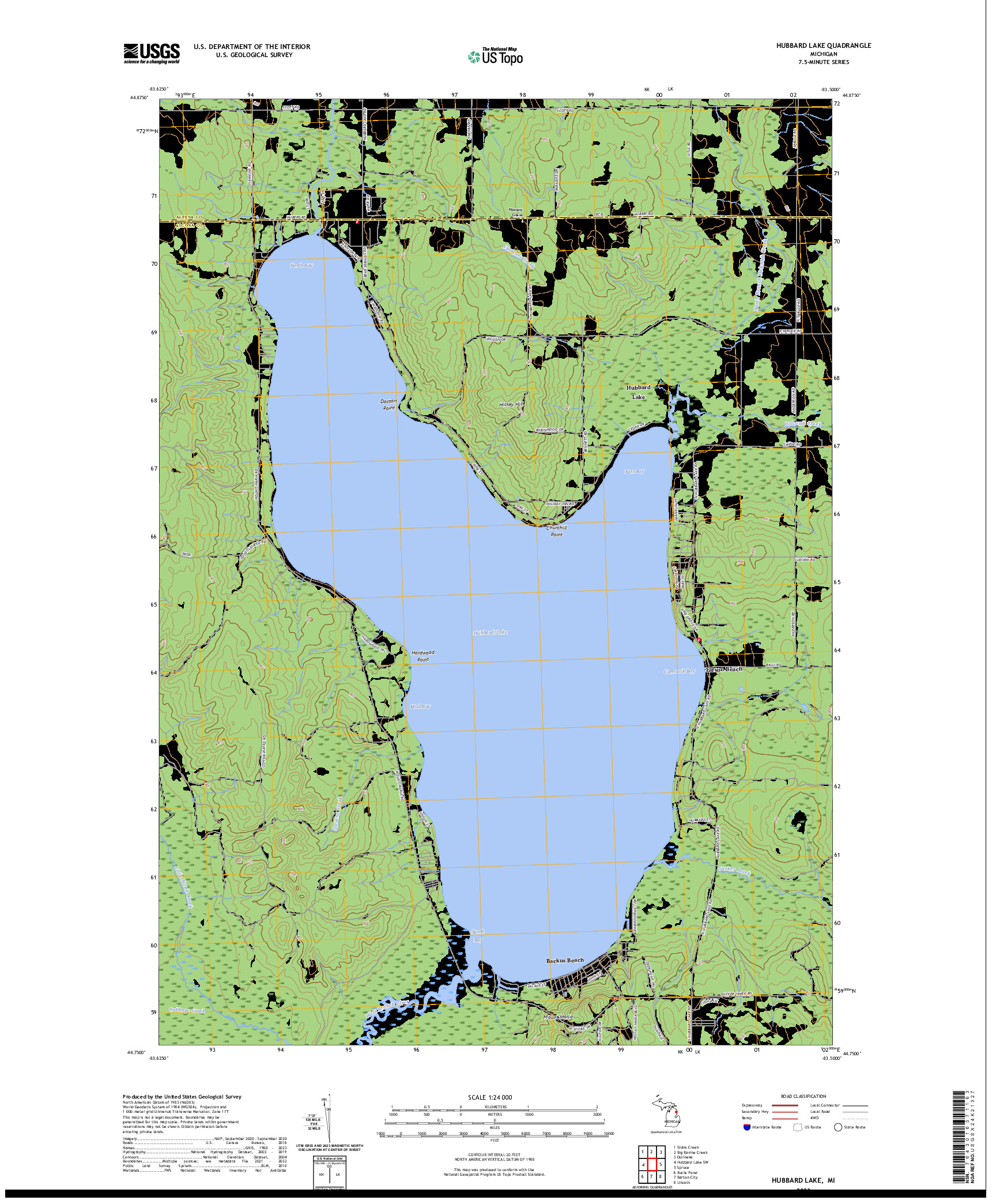 US TOPO 7.5-MINUTE MAP FOR HUBBARD LAKE, MI