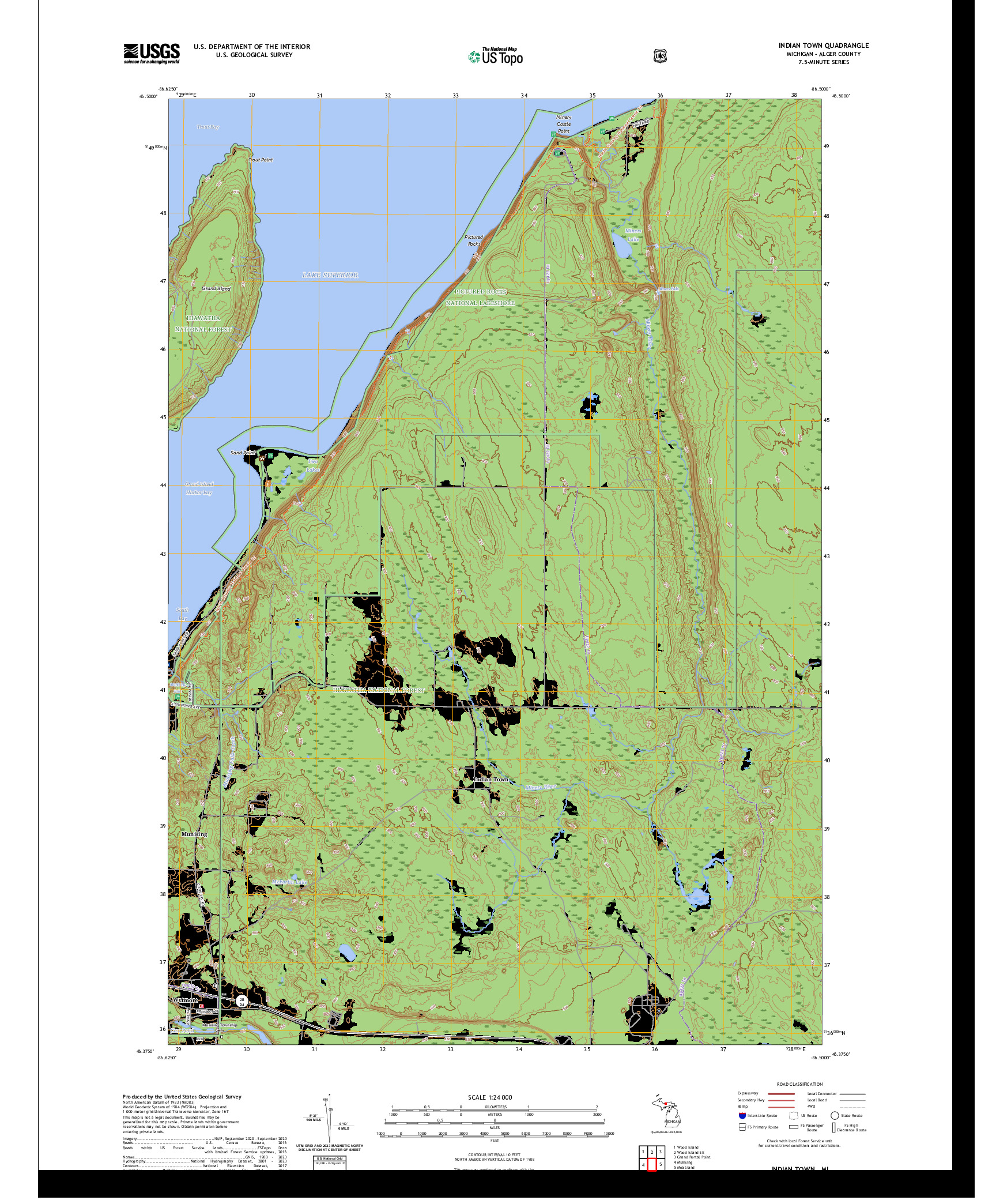 US TOPO 7.5-MINUTE MAP FOR INDIAN TOWN, MI