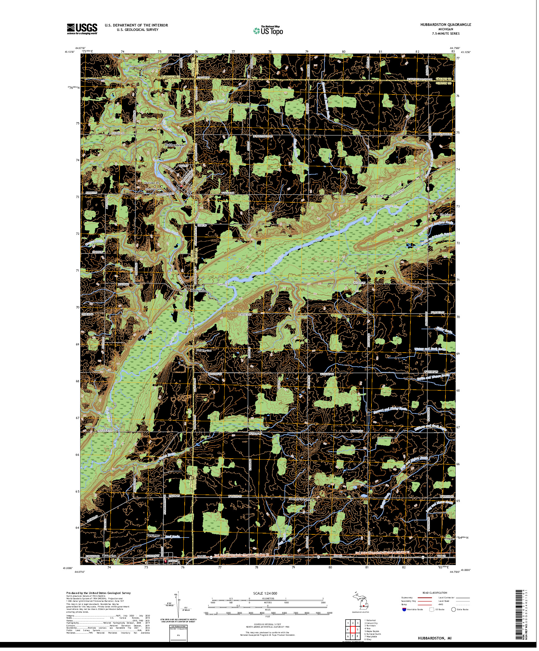 US TOPO 7.5-MINUTE MAP FOR HUBBARDSTON, MI