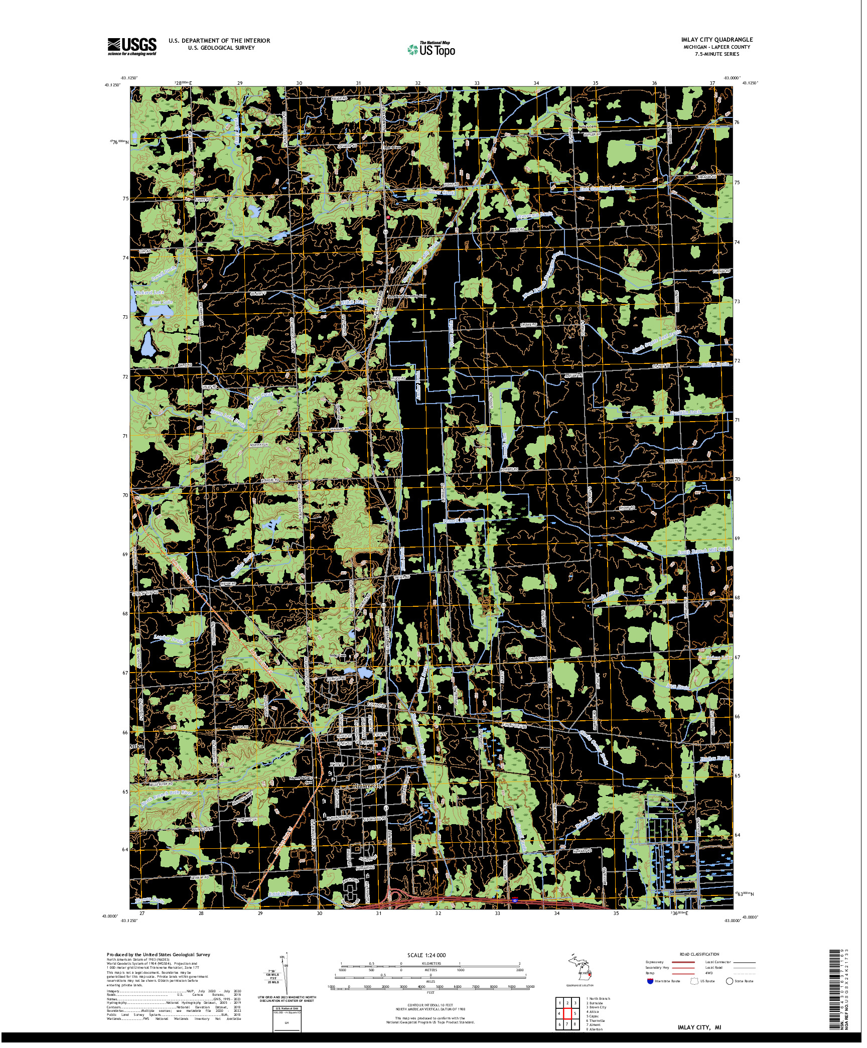 US TOPO 7.5-MINUTE MAP FOR IMLAY CITY, MI