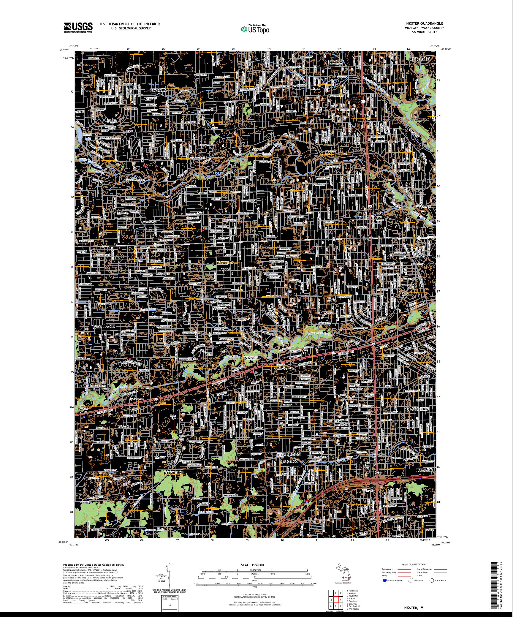 US TOPO 7.5-MINUTE MAP FOR INKSTER, MI