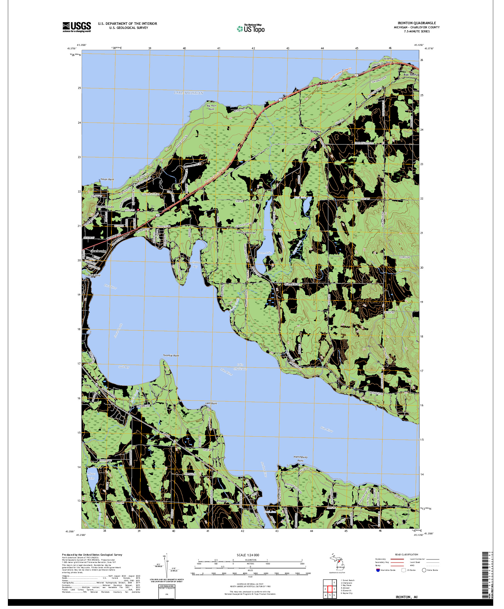 US TOPO 7.5-MINUTE MAP FOR IRONTON, MI