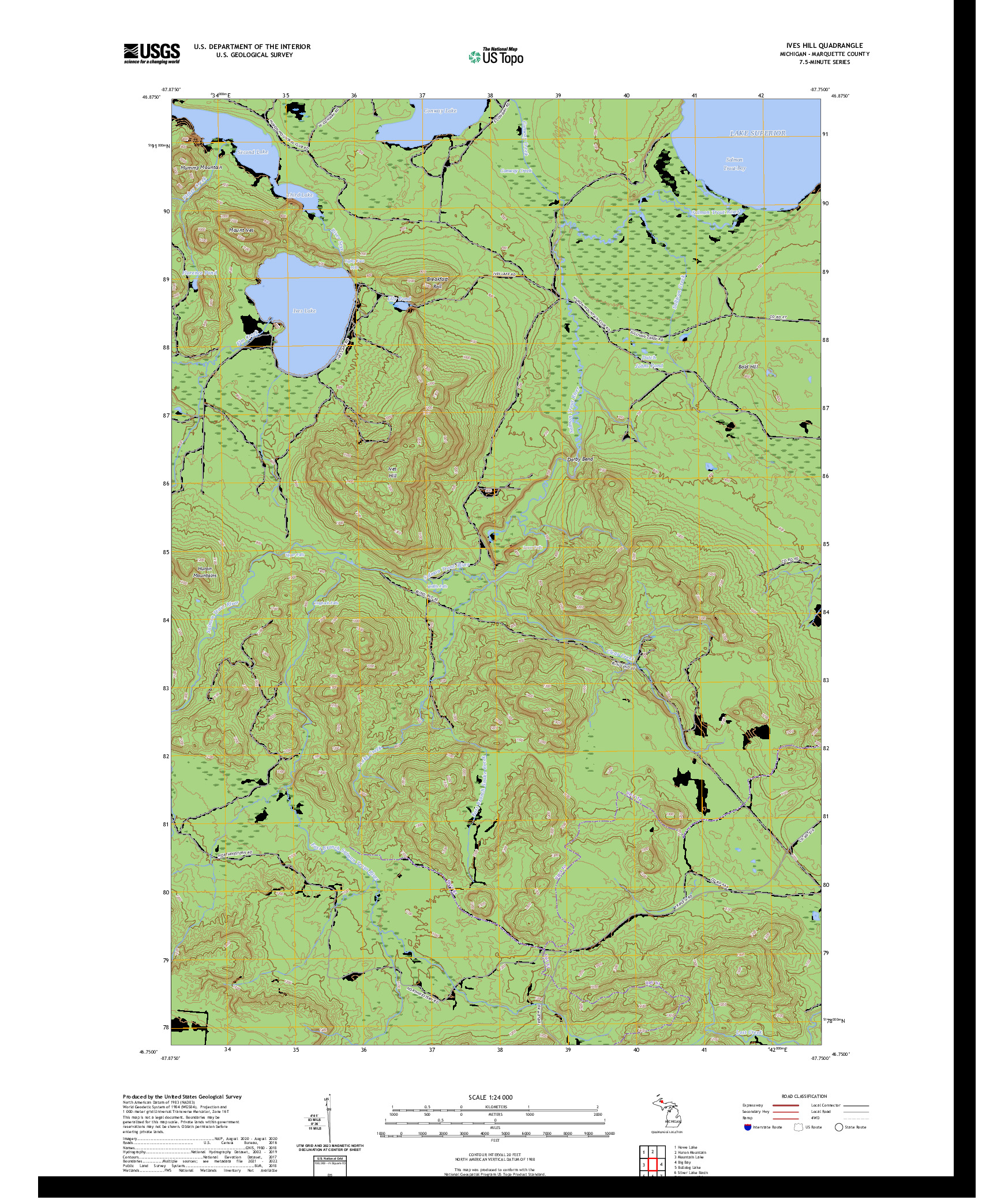 US TOPO 7.5-MINUTE MAP FOR IVES HILL, MI