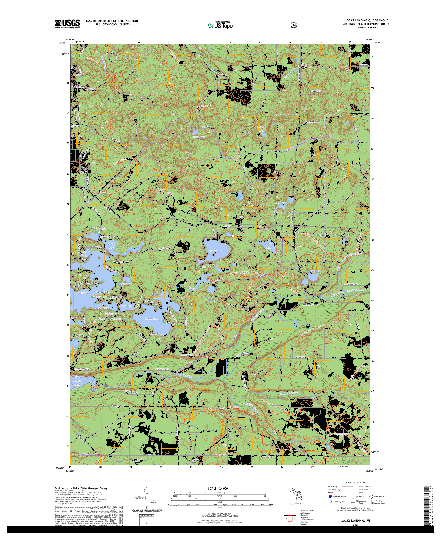 US TOPO 7.5-MINUTE MAP FOR JACKS LANDING, MI