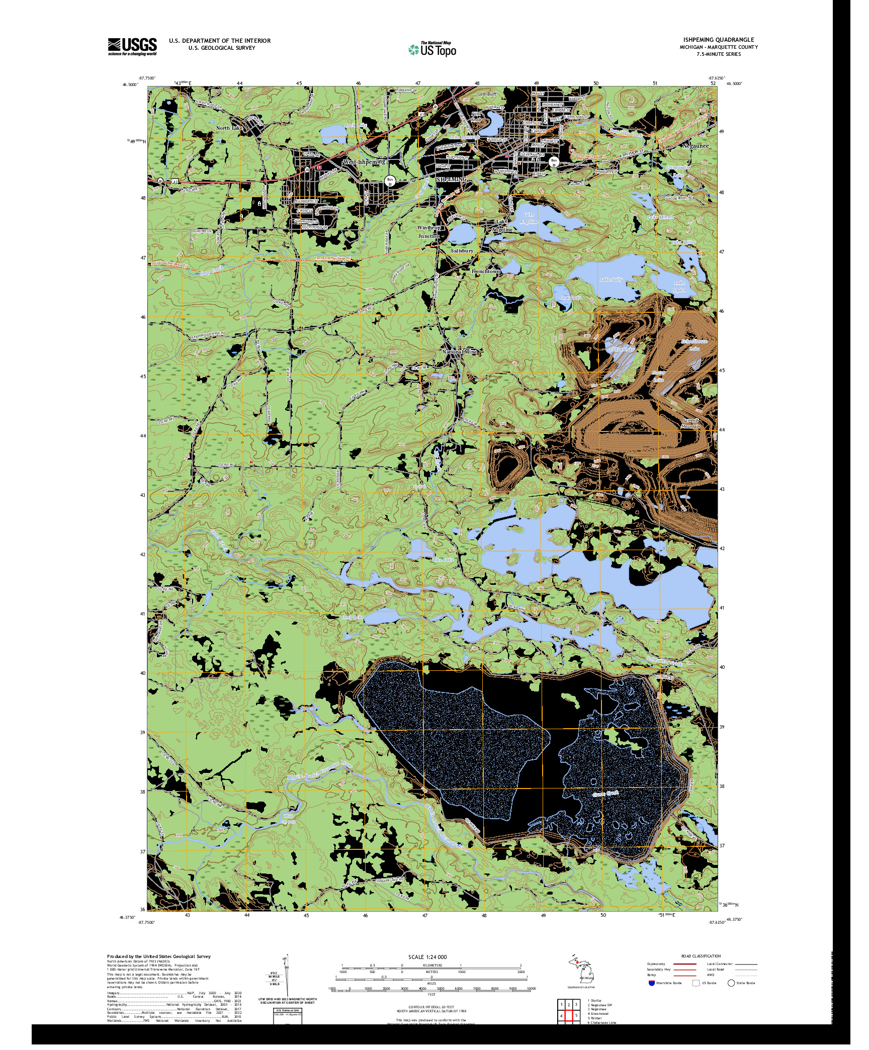 US TOPO 7.5-MINUTE MAP FOR ISHPEMING, MI