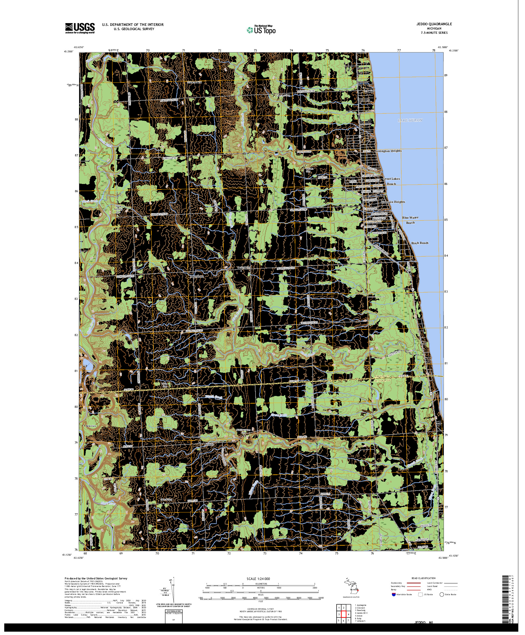 US TOPO 7.5-MINUTE MAP FOR JEDDO, MI