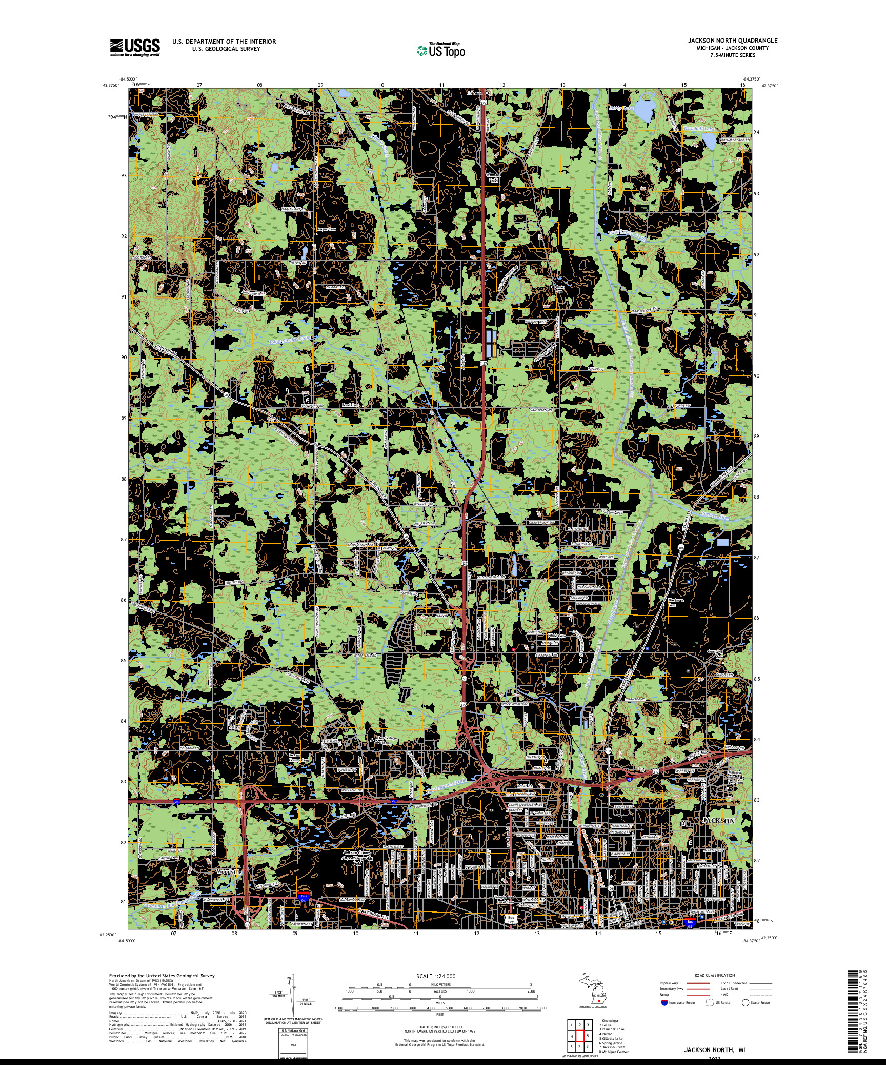 US TOPO 7.5-MINUTE MAP FOR JACKSON NORTH, MI