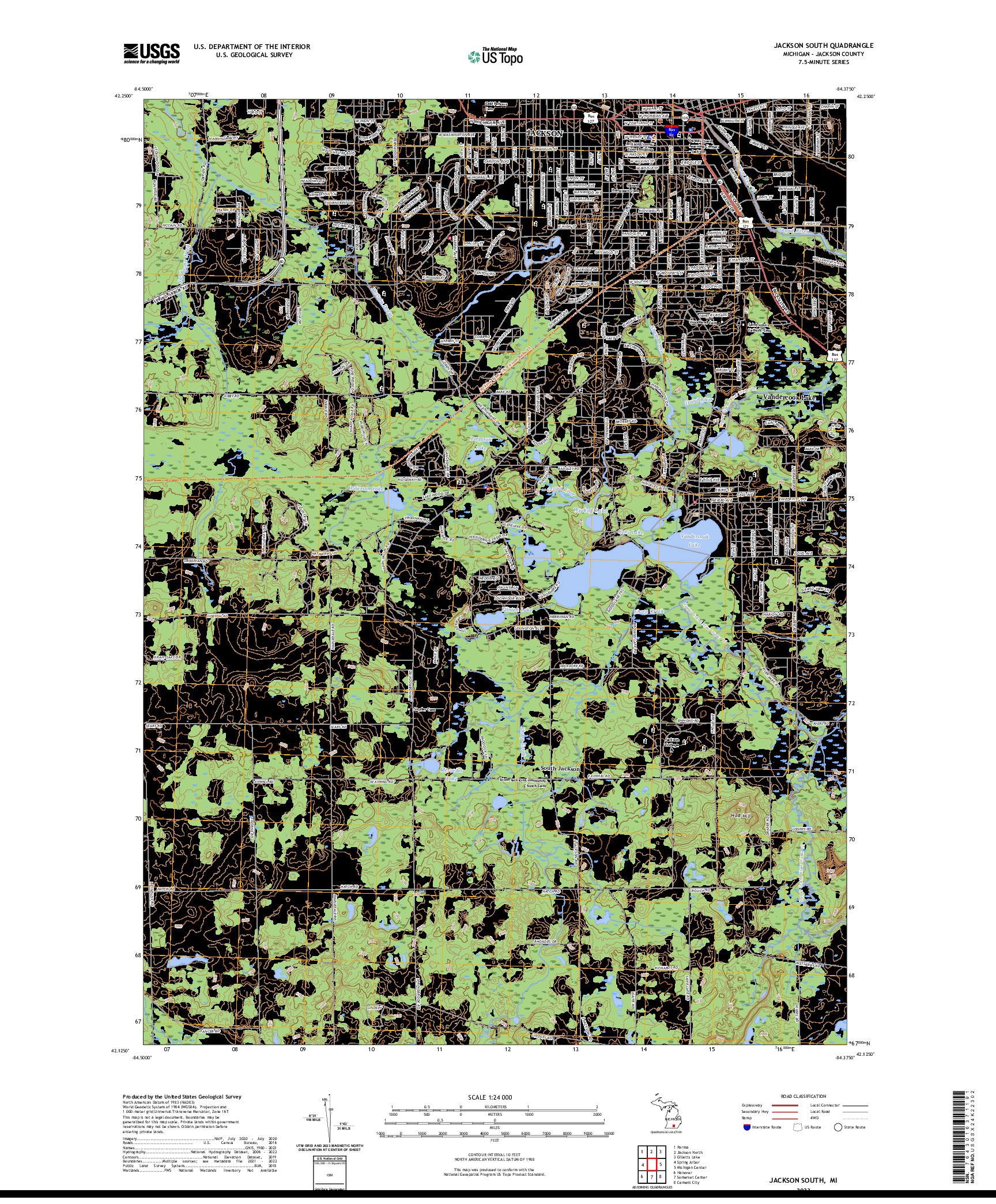 US TOPO 7.5-MINUTE MAP FOR JACKSON SOUTH, MI