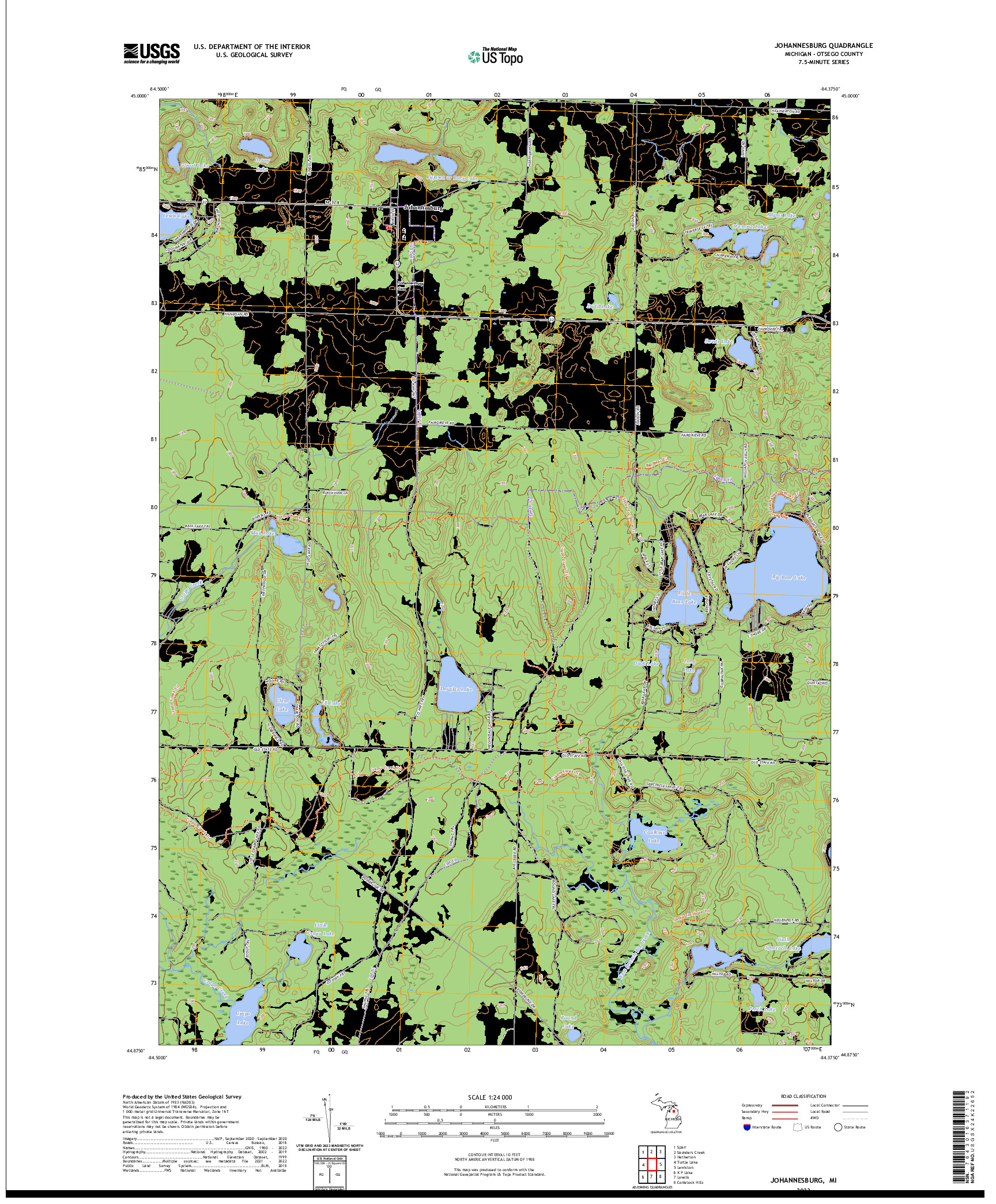 US TOPO 7.5-MINUTE MAP FOR JOHANNESBURG, MI