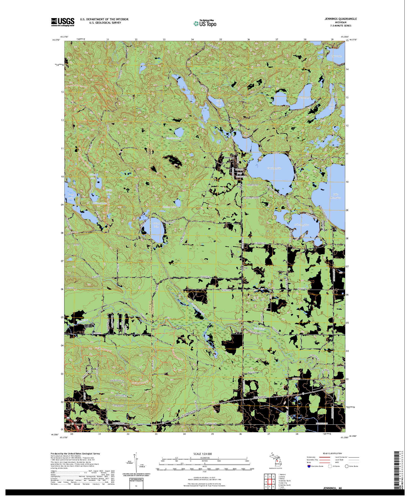 US TOPO 7.5-MINUTE MAP FOR JENNINGS, MI