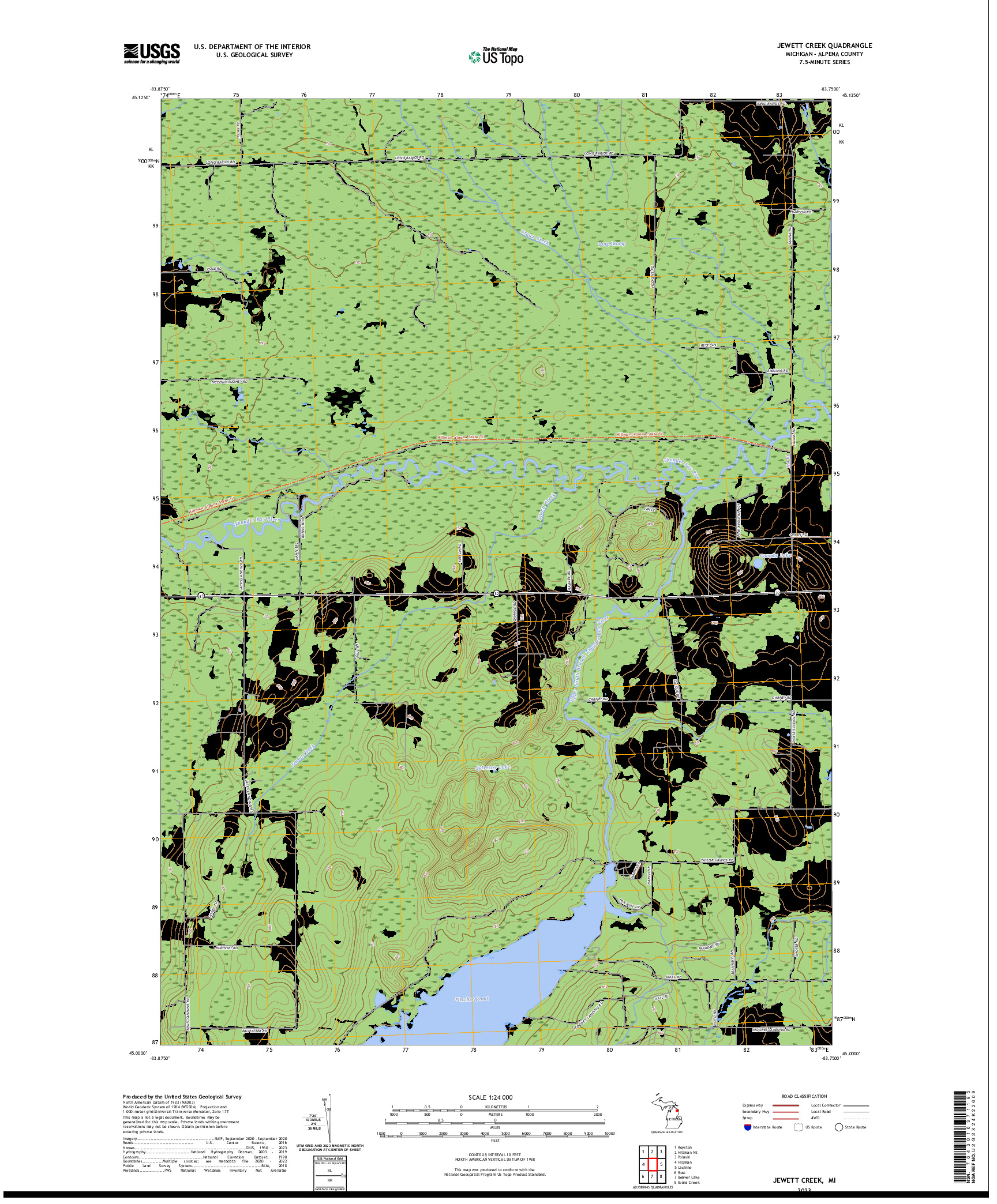 US TOPO 7.5-MINUTE MAP FOR JEWETT CREEK, MI