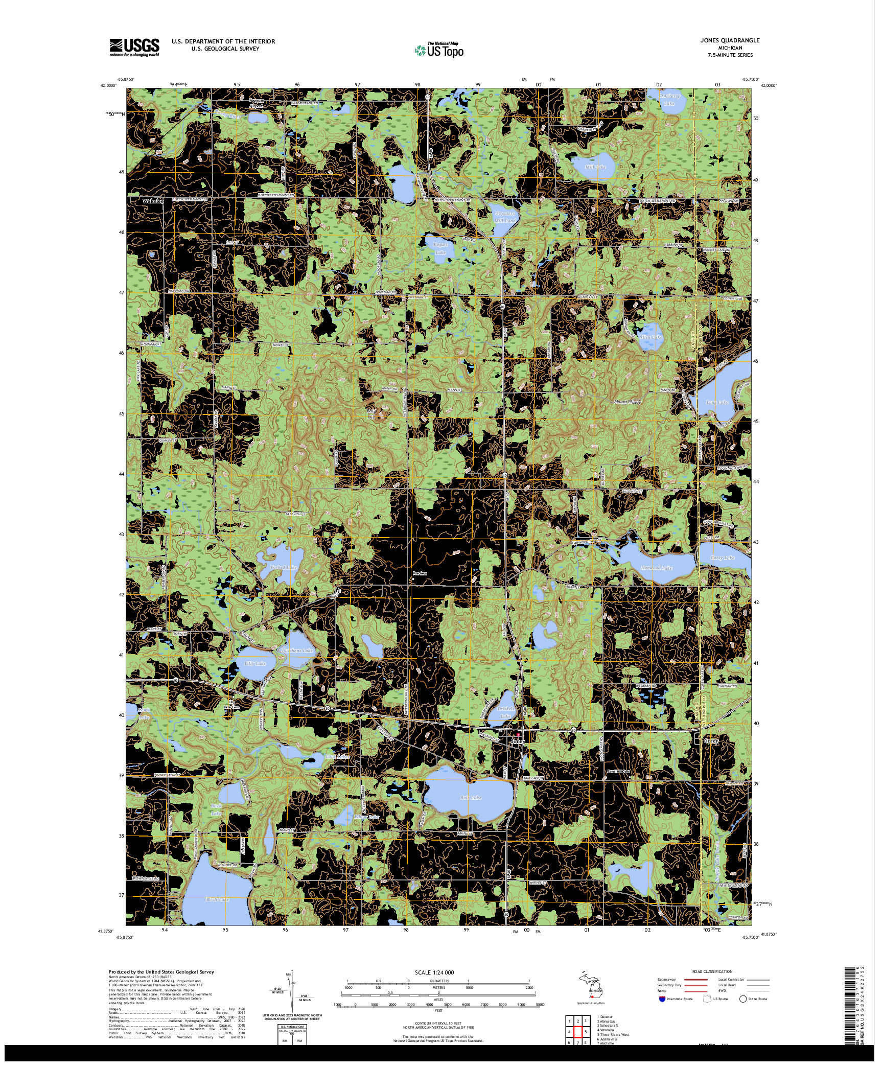 US TOPO 7.5-MINUTE MAP FOR JONES, MI