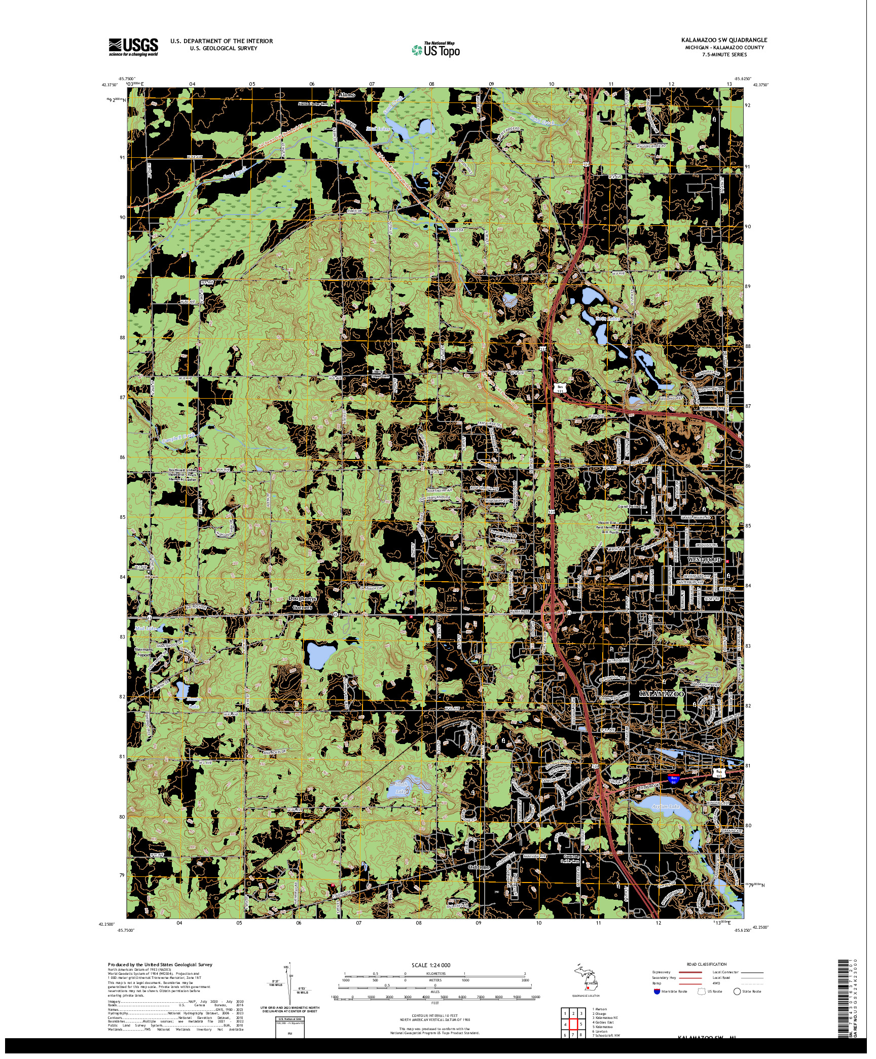 US TOPO 7.5-MINUTE MAP FOR KALAMAZOO SW, MI