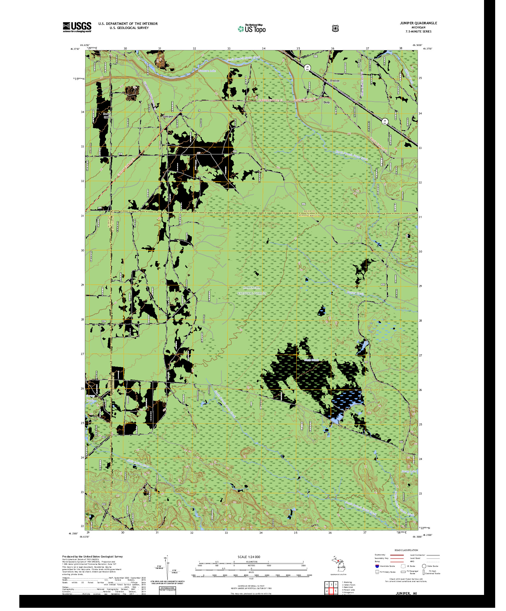 US TOPO 7.5-MINUTE MAP FOR JUNIPER, MI