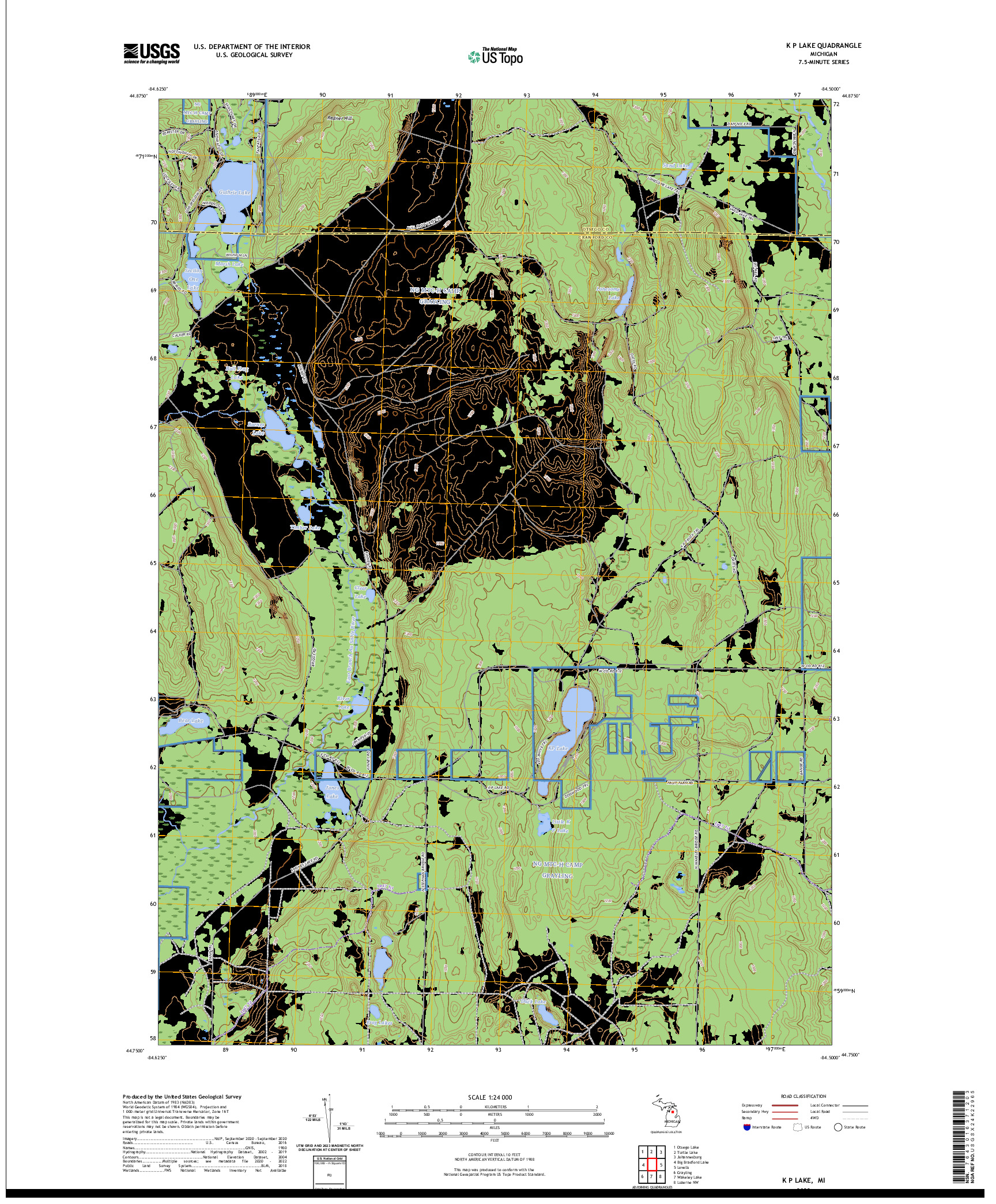 US TOPO 7.5-MINUTE MAP FOR K P LAKE, MI