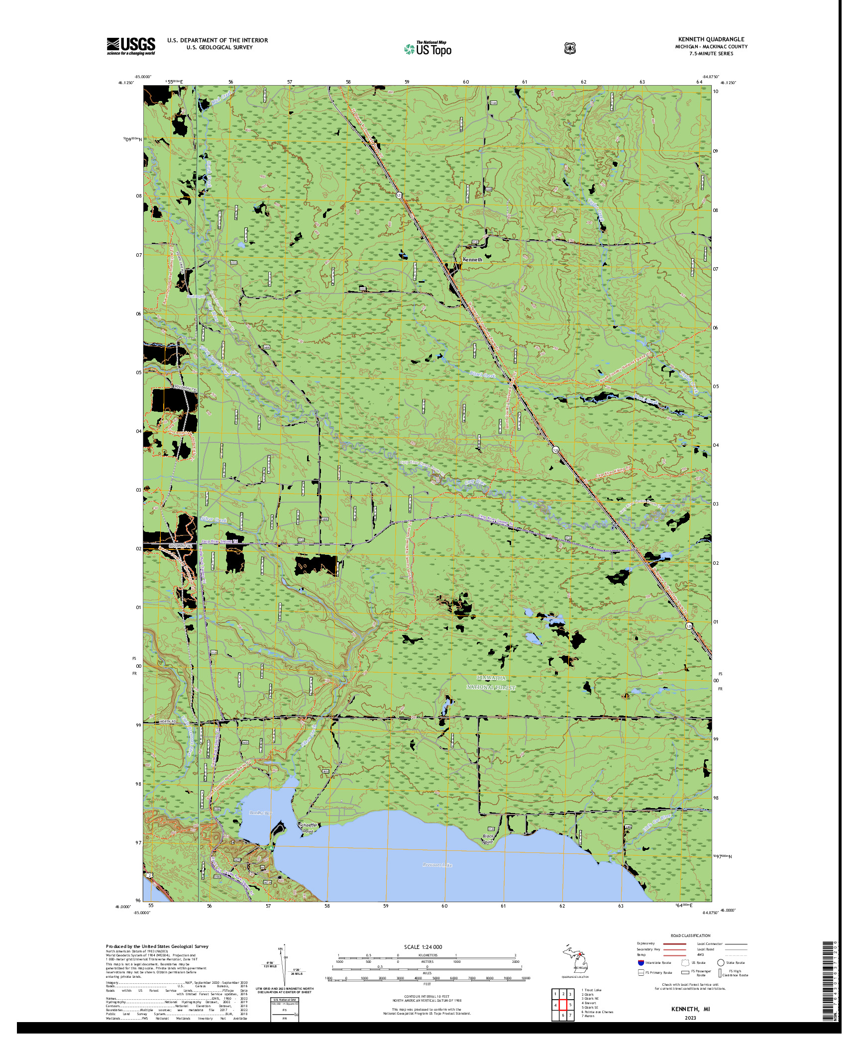 US TOPO 7.5-MINUTE MAP FOR KENNETH, MI