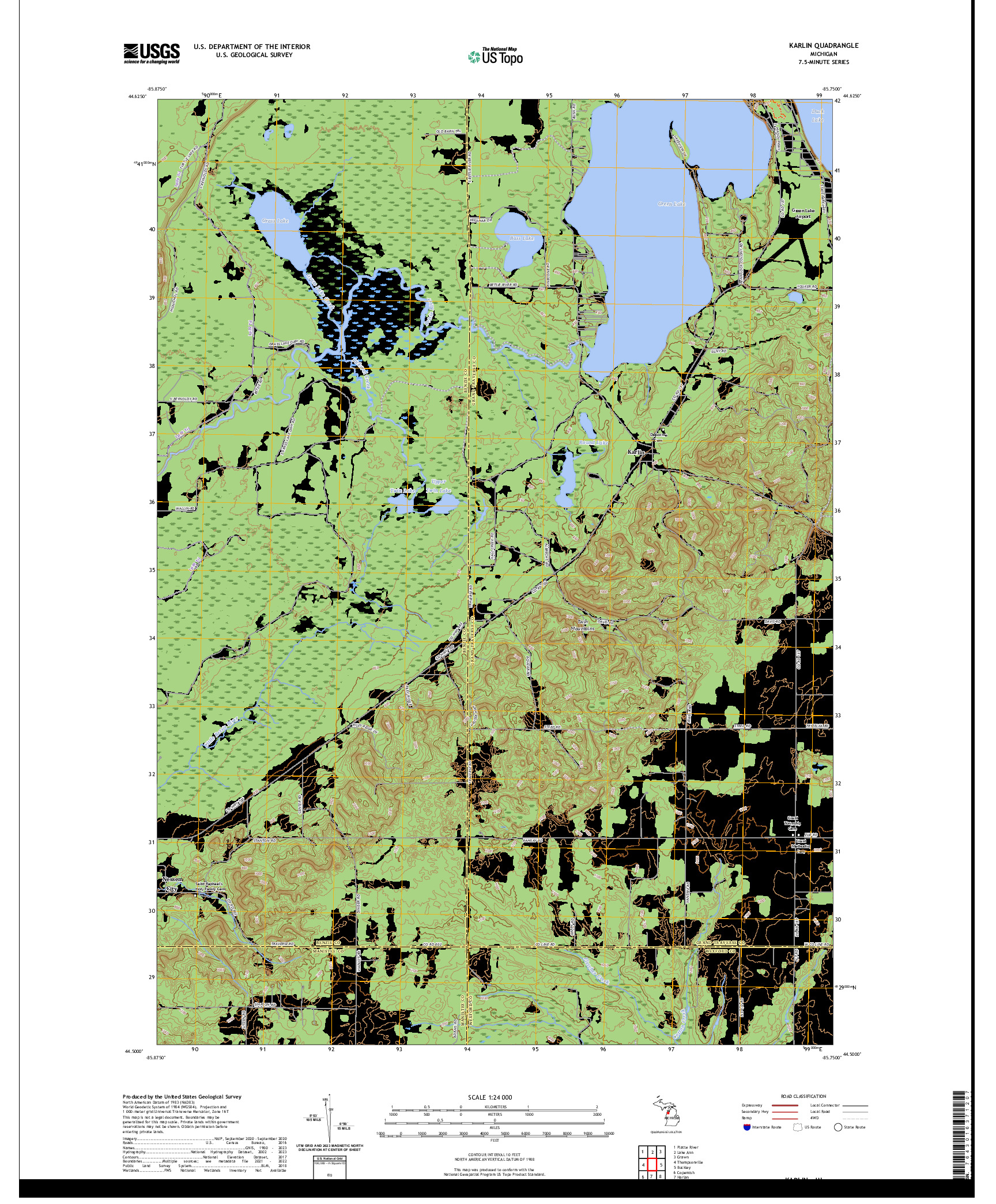 US TOPO 7.5-MINUTE MAP FOR KARLIN, MI