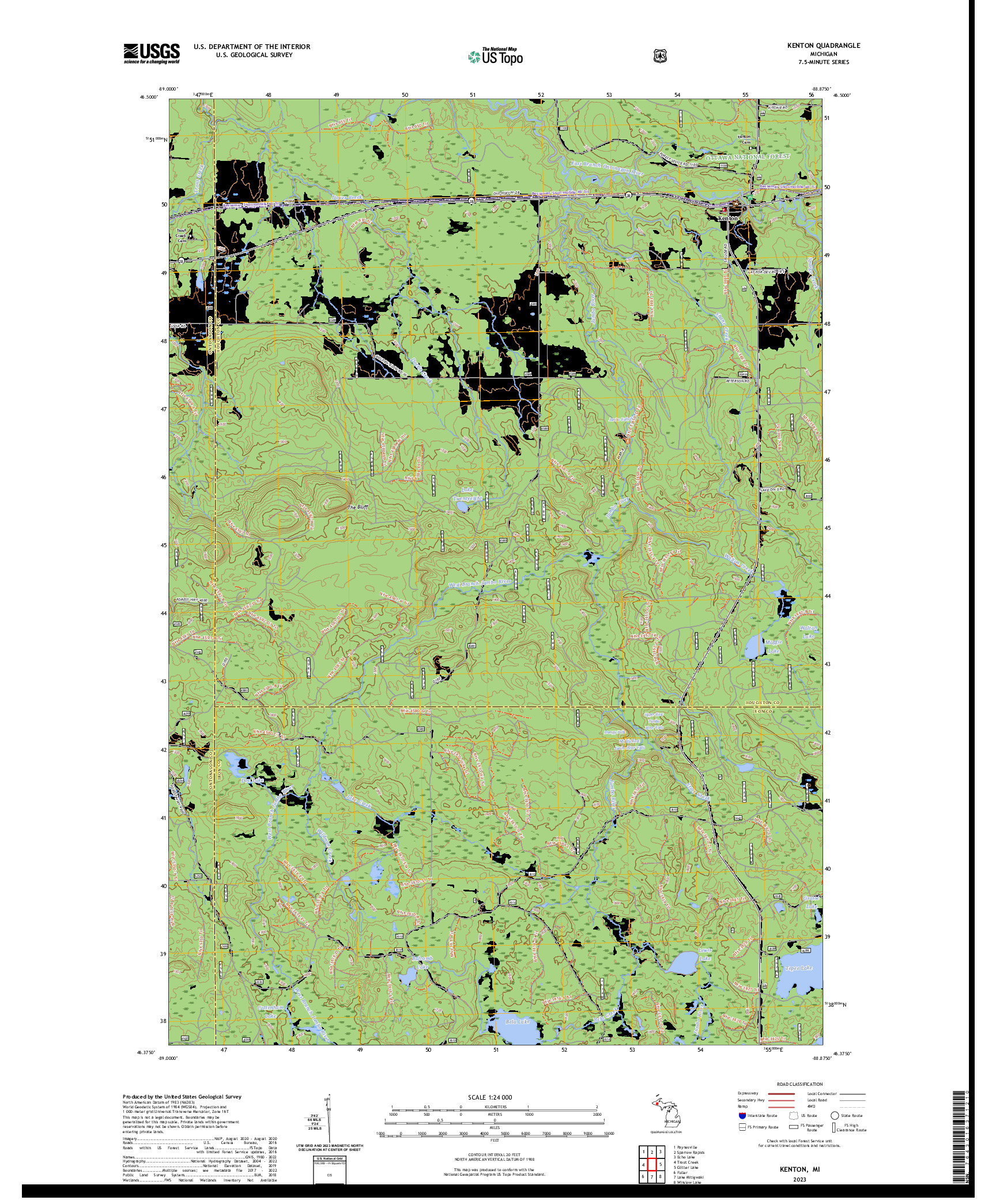 US TOPO 7.5-MINUTE MAP FOR KENTON, MI