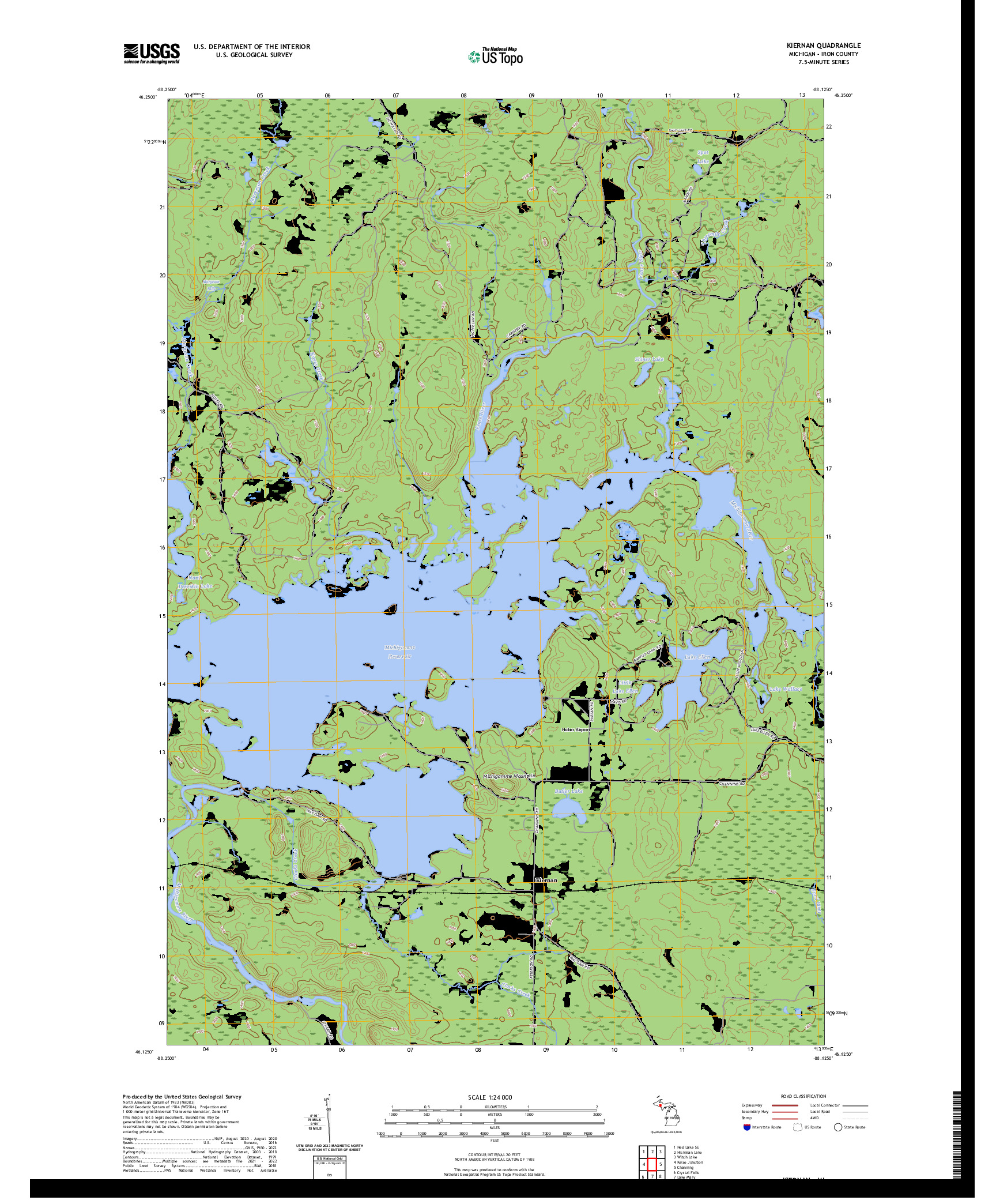 US TOPO 7.5-MINUTE MAP FOR KIERNAN, MI