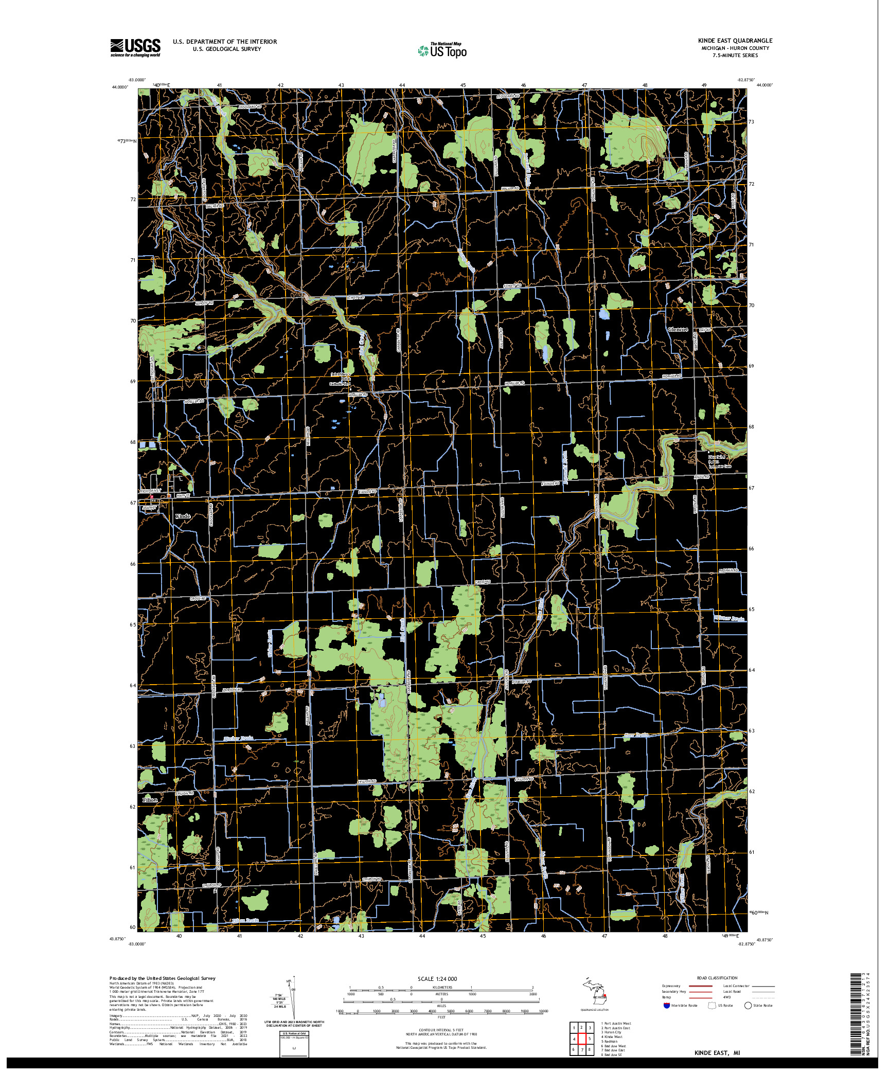 US TOPO 7.5-MINUTE MAP FOR KINDE EAST, MI