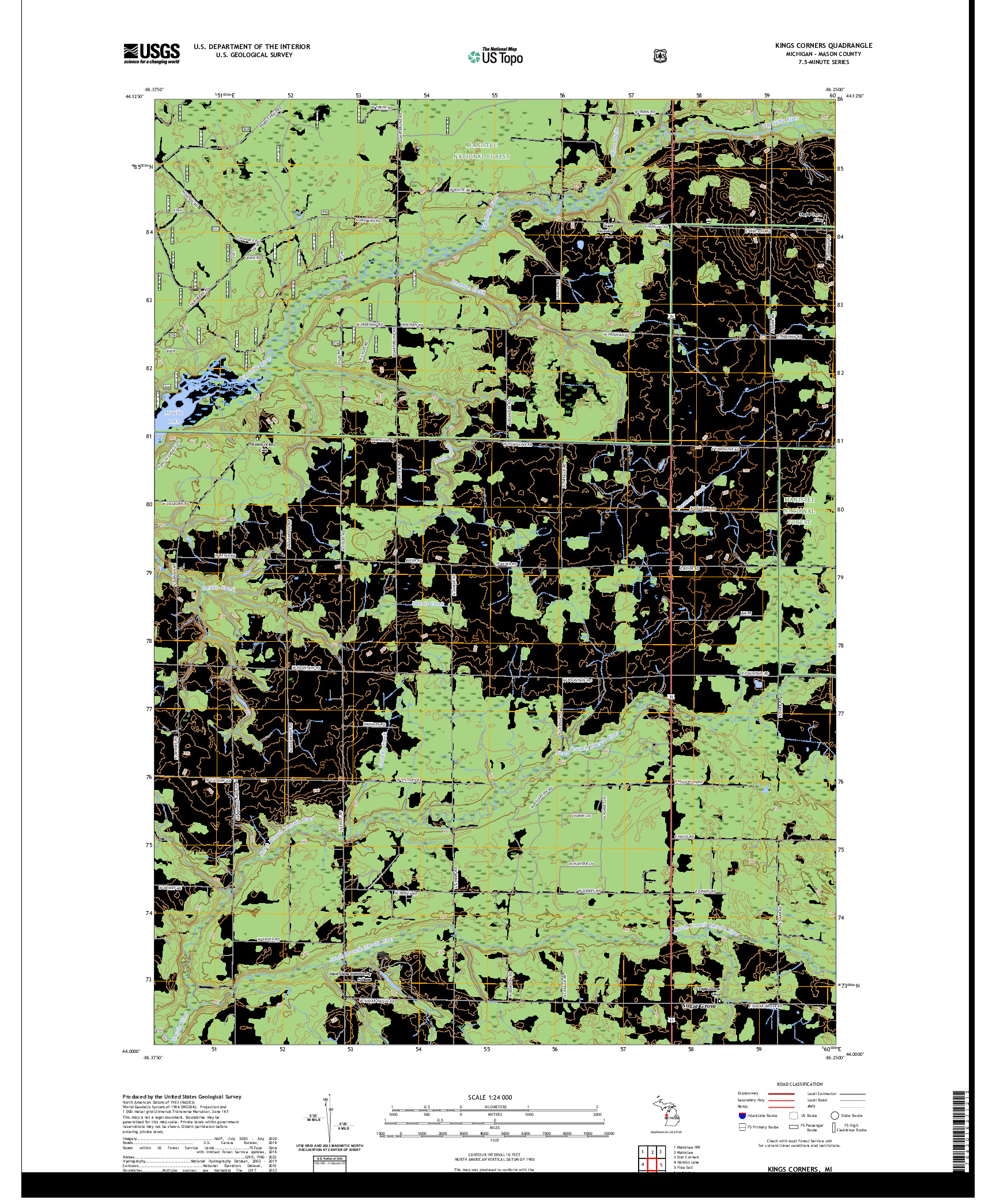 US TOPO 7.5-MINUTE MAP FOR KINGS CORNERS, MI