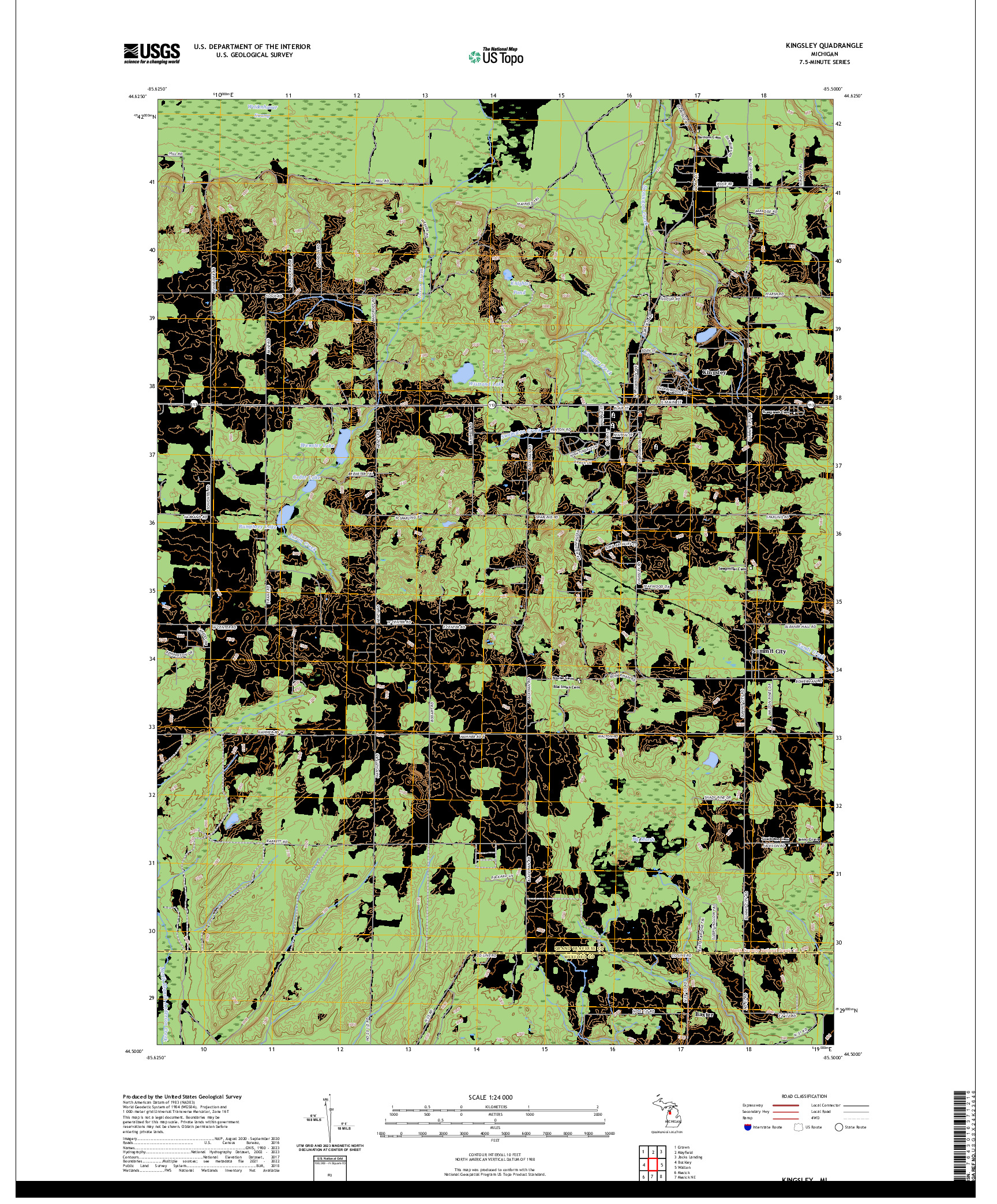 US TOPO 7.5-MINUTE MAP FOR KINGSLEY, MI