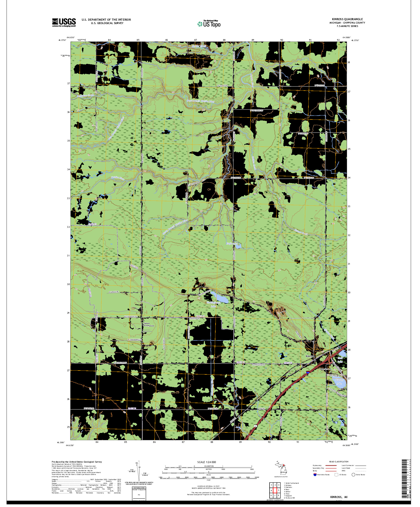 US TOPO 7.5-MINUTE MAP FOR KINROSS, MI