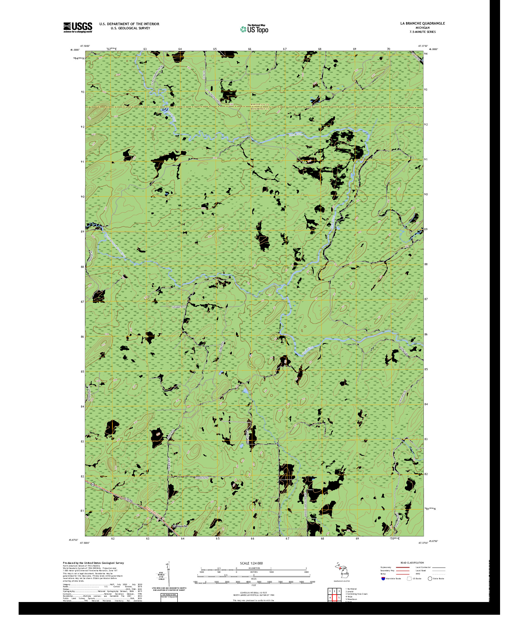 US TOPO 7.5-MINUTE MAP FOR LA BRANCHE, MI