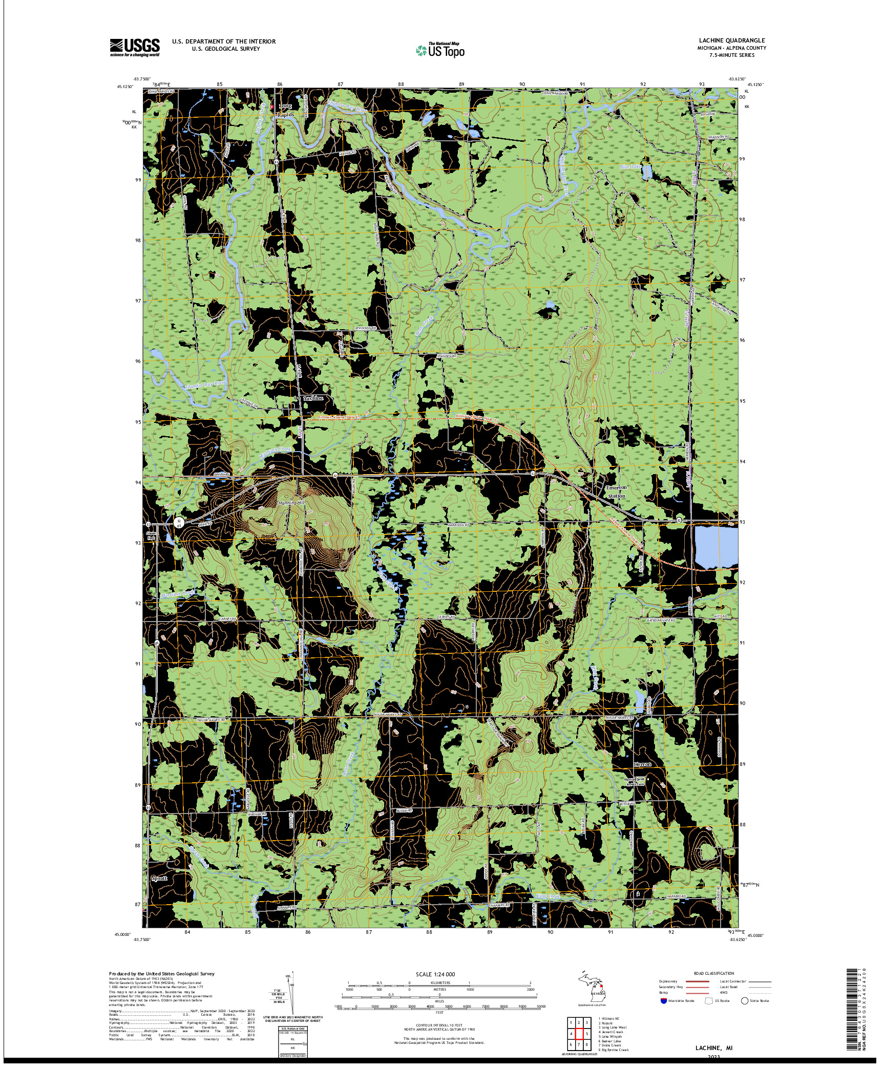 US TOPO 7.5-MINUTE MAP FOR LACHINE, MI