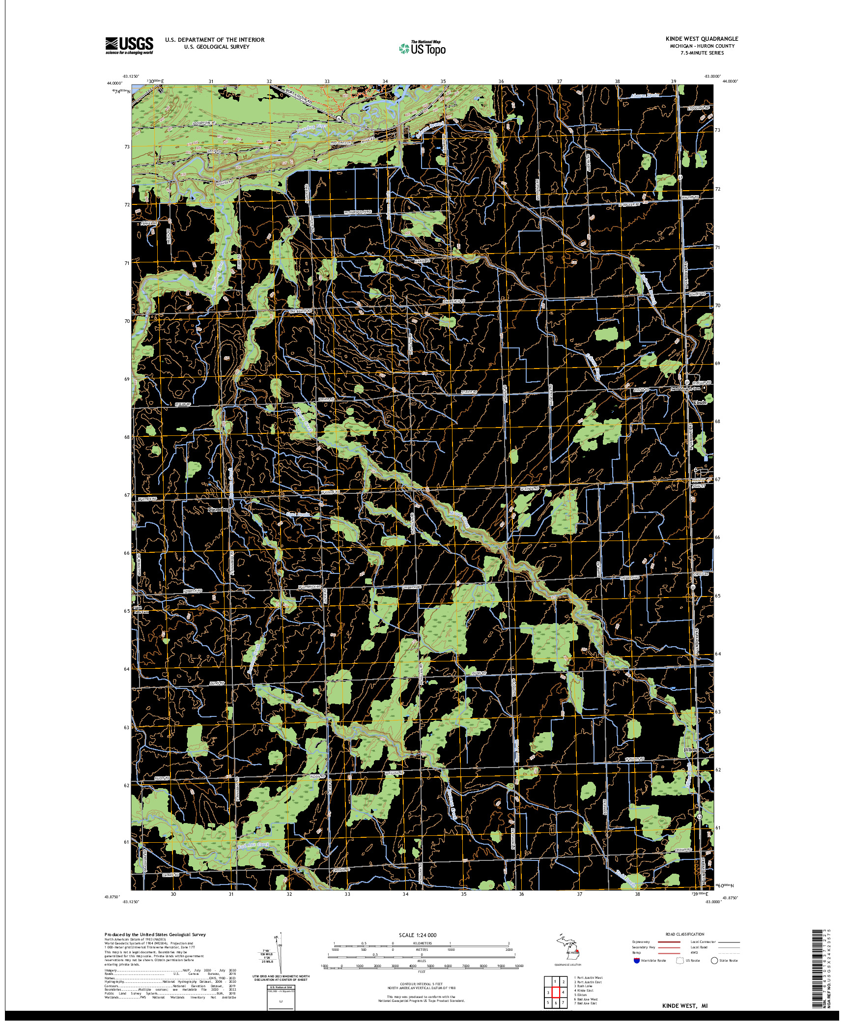 US TOPO 7.5-MINUTE MAP FOR KINDE WEST, MI