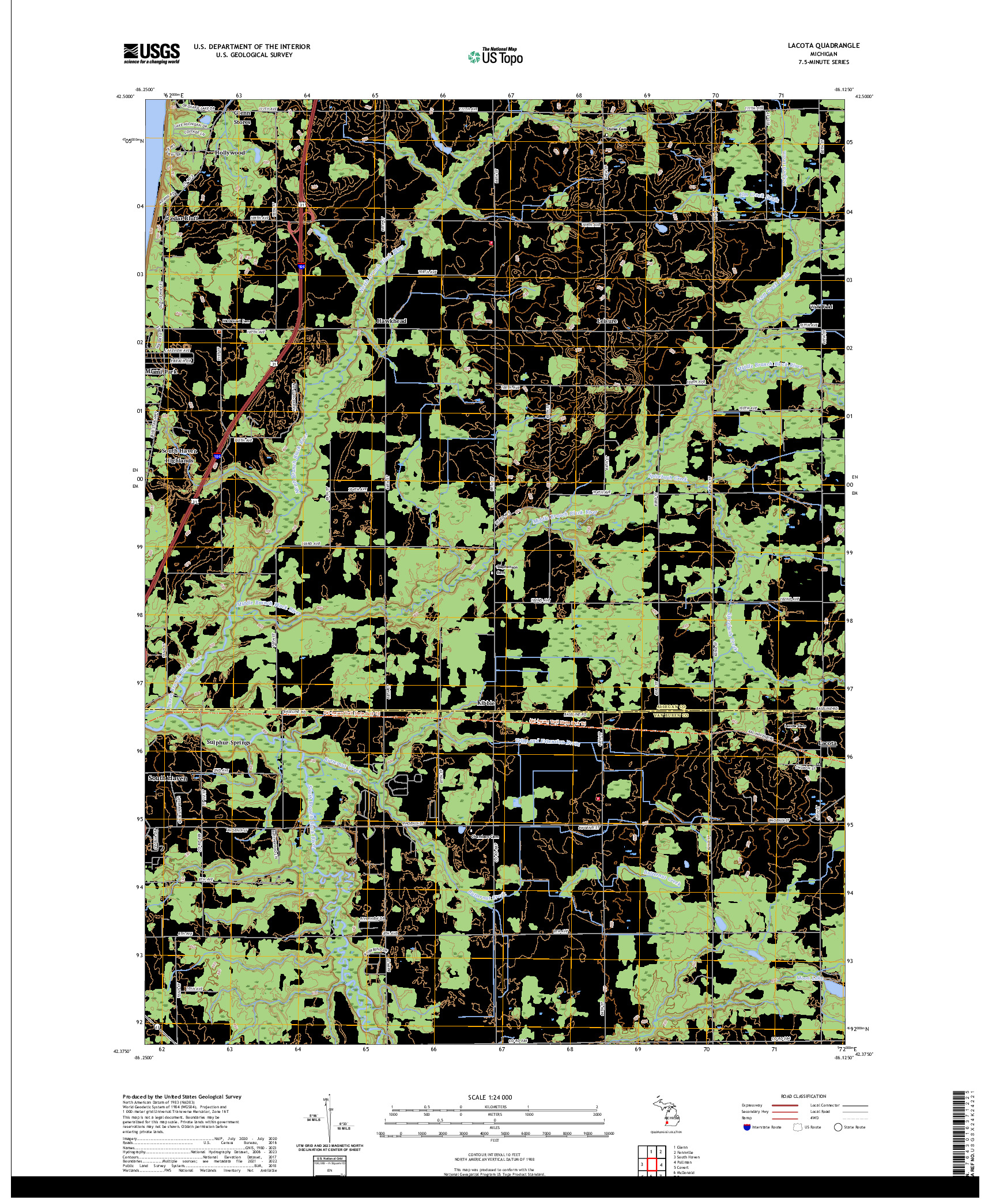 US TOPO 7.5-MINUTE MAP FOR LACOTA, MI