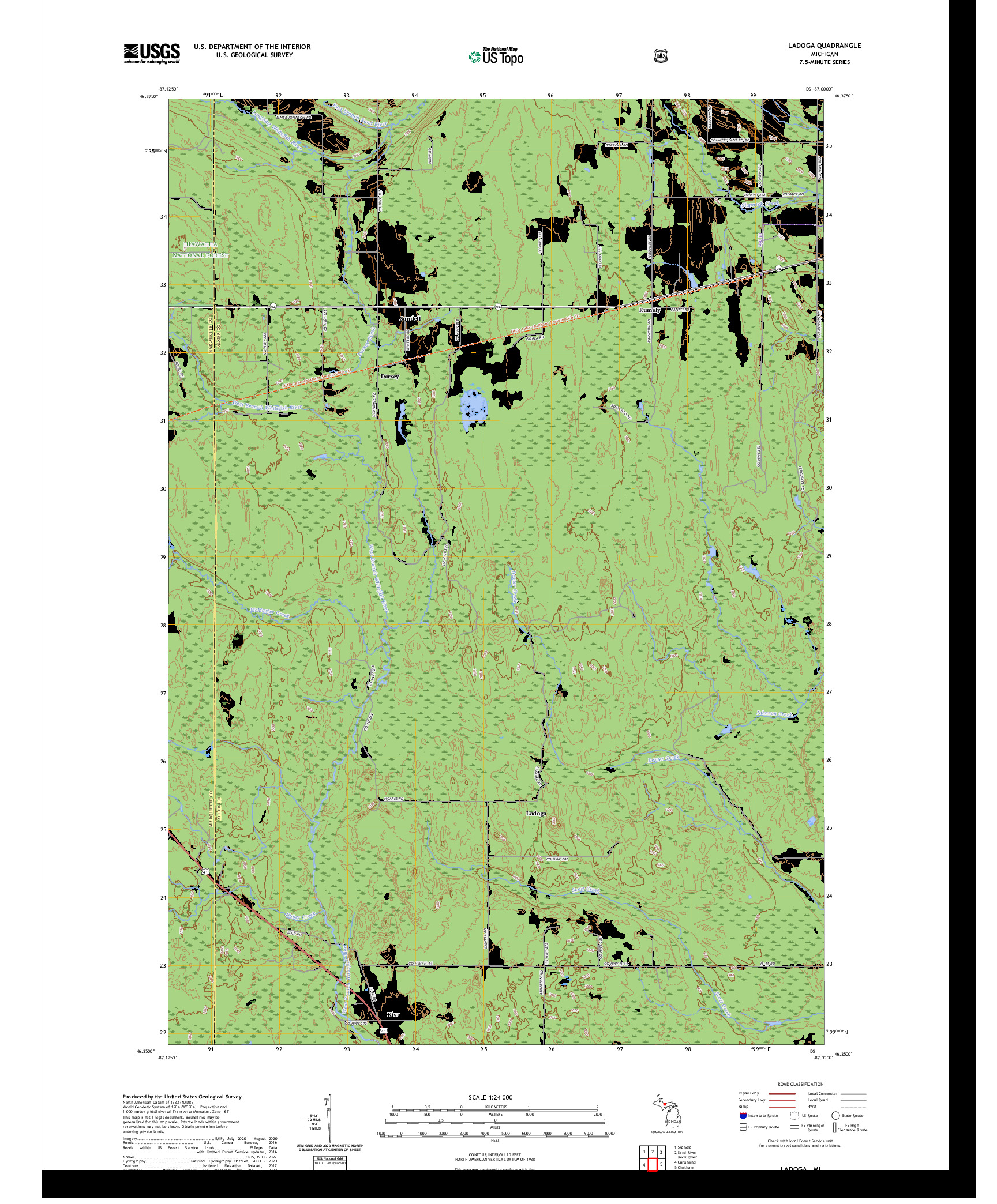 US TOPO 7.5-MINUTE MAP FOR LADOGA, MI