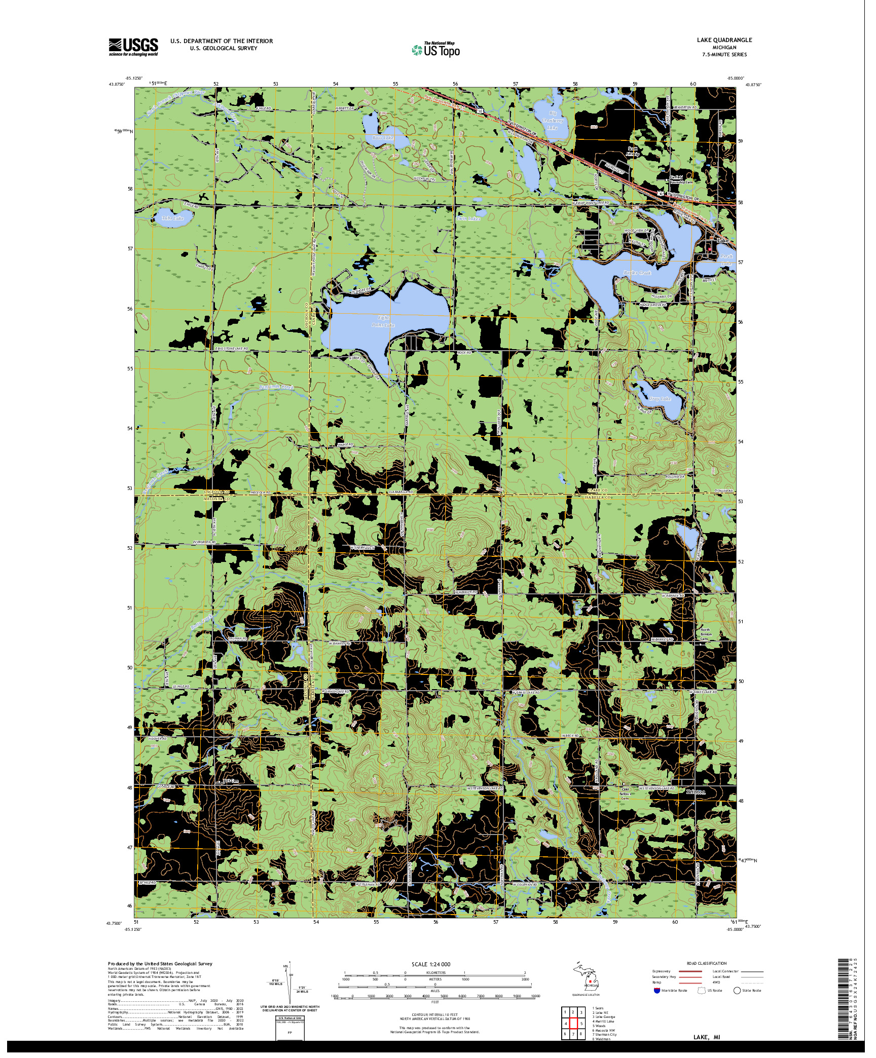 US TOPO 7.5-MINUTE MAP FOR LAKE, MI