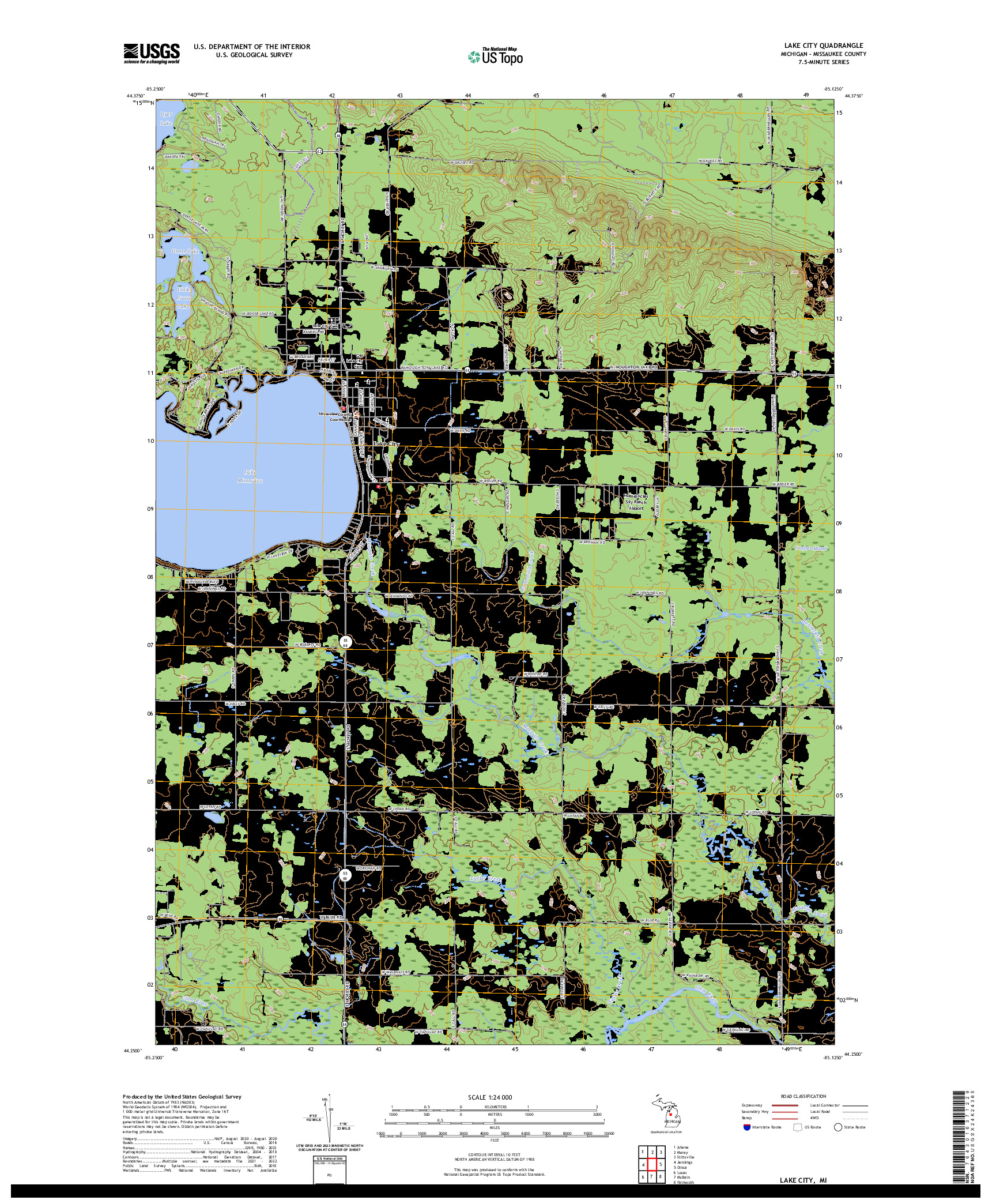 US TOPO 7.5-MINUTE MAP FOR LAKE CITY, MI