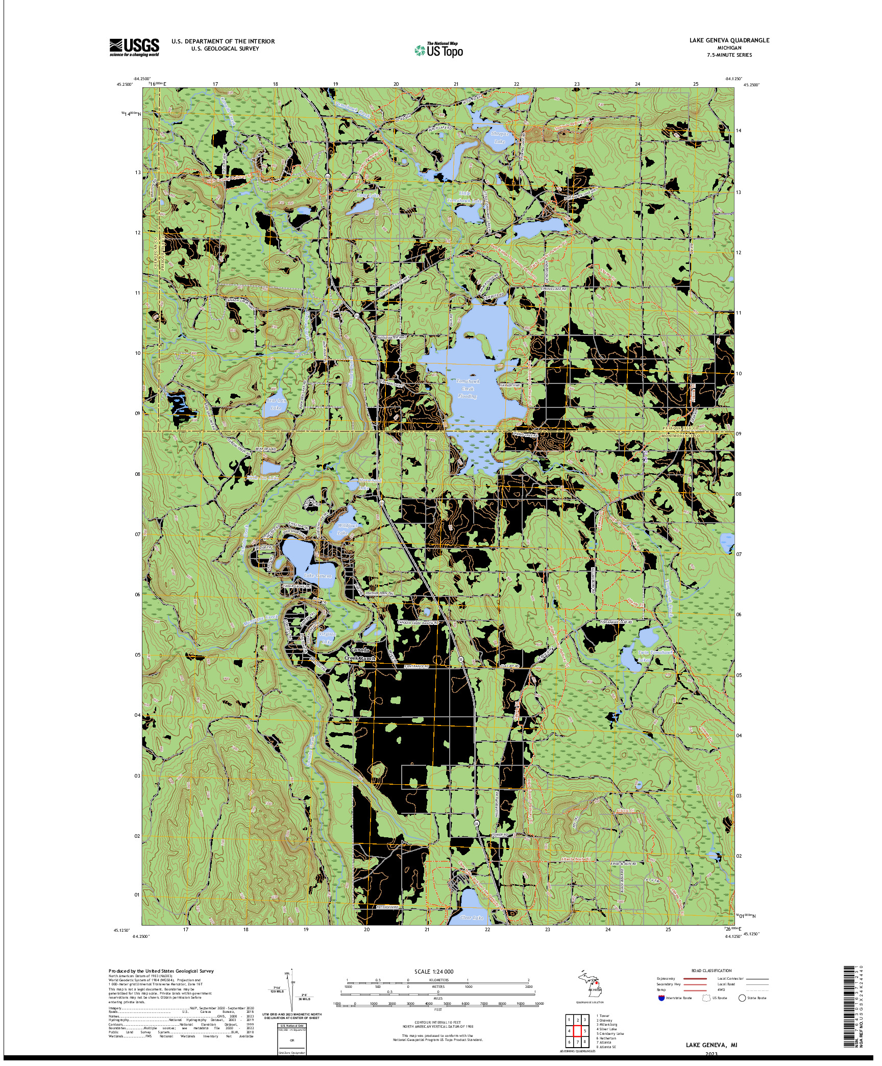 US TOPO 7.5-MINUTE MAP FOR LAKE GENEVA, MI