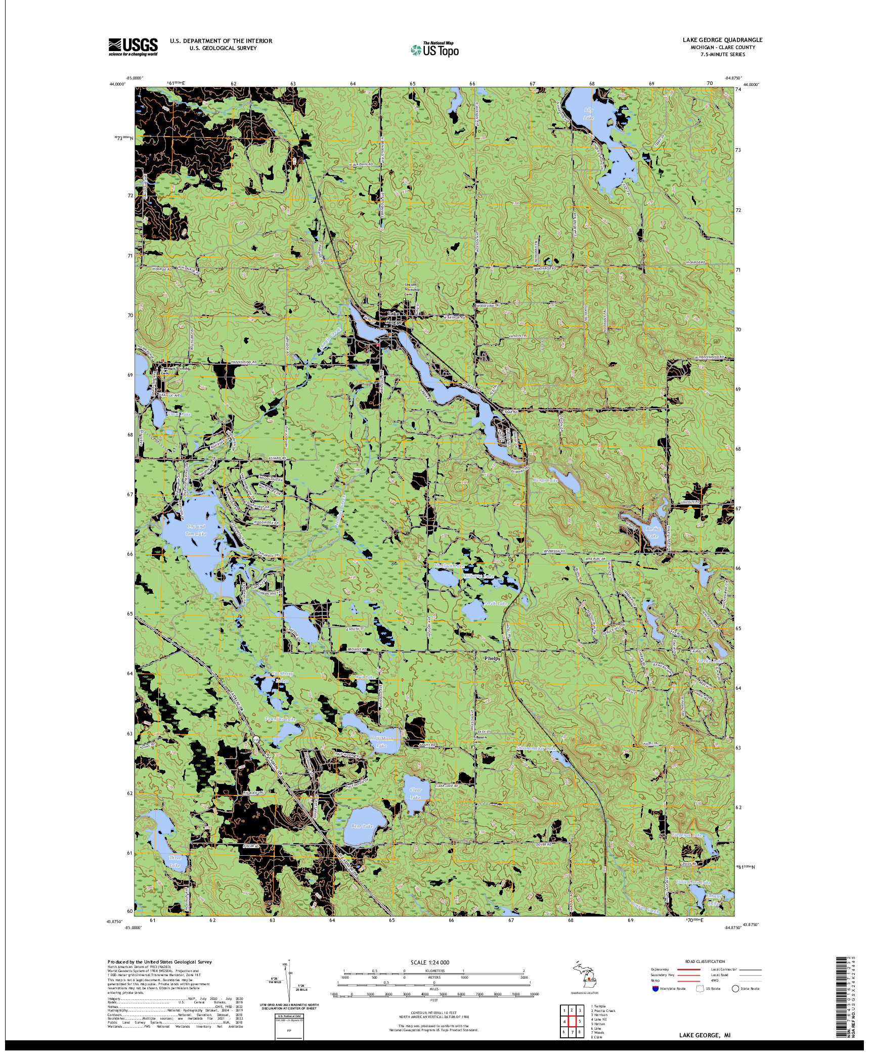 US TOPO 7.5-MINUTE MAP FOR LAKE GEORGE, MI