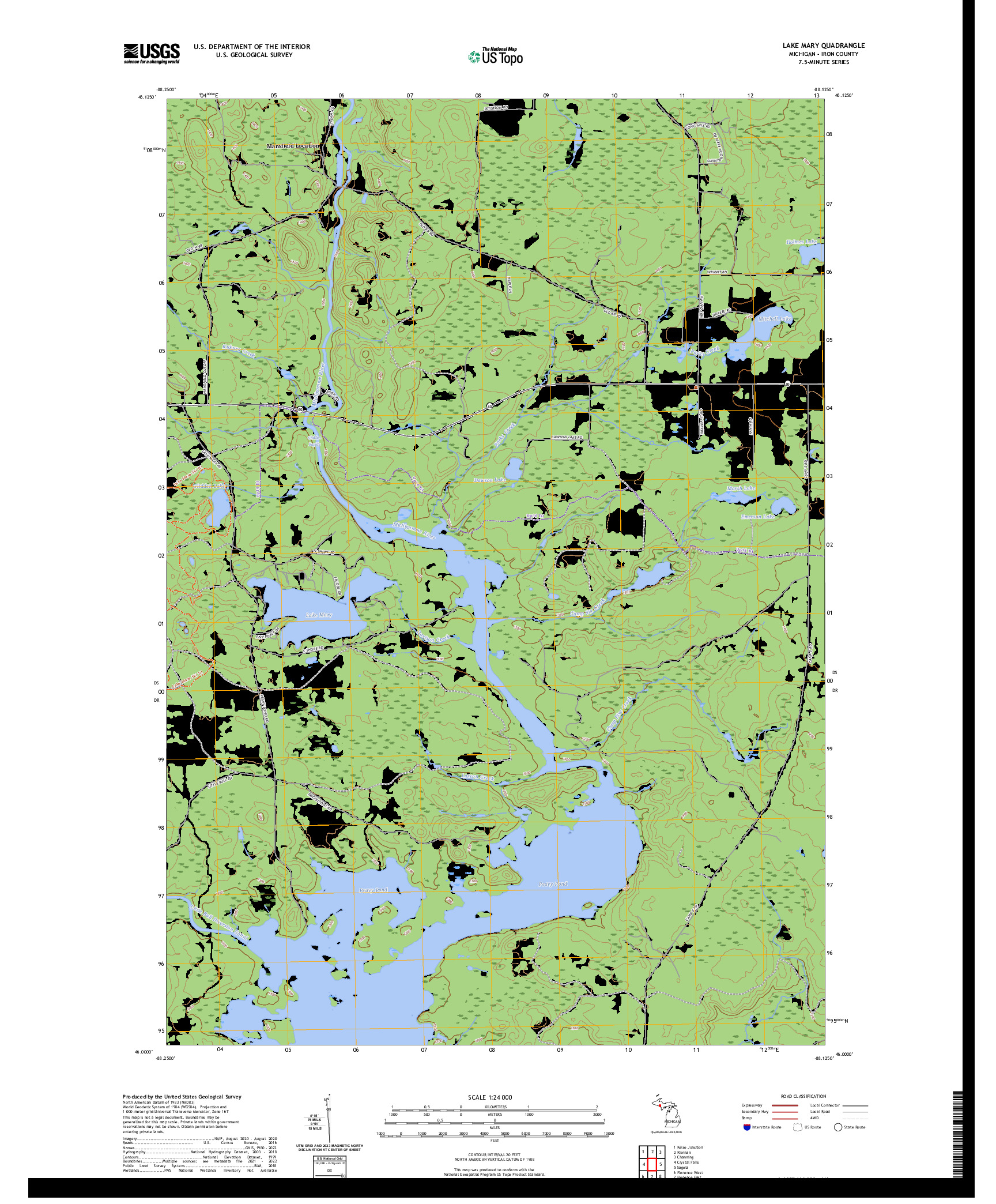 US TOPO 7.5-MINUTE MAP FOR LAKE MARY, MI